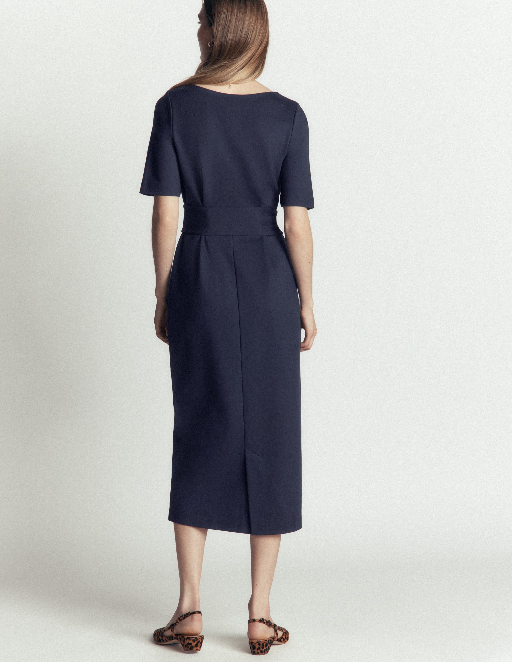 Ponte-Midikleid mit Gürtel-Marineblau - Image 3