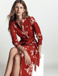 Louise Midi-Hemdblusenkleid aus Cord-Arabisches Gewürz, Einzelne Blumensträuße