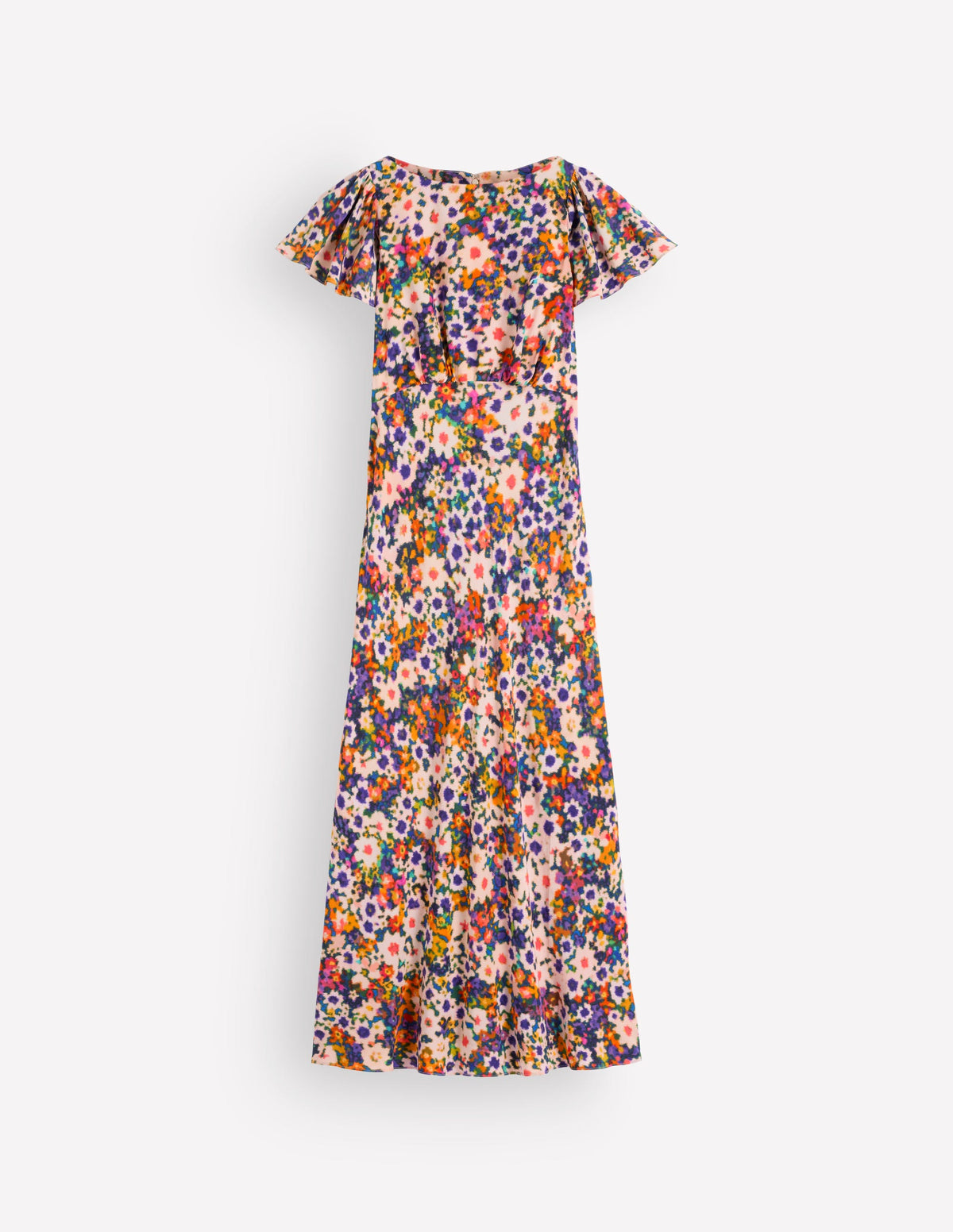 Kleid mit drapierten Ärmeln für besondere Anlässe-Bunt, Blumenmuster-Fusion - Image 7