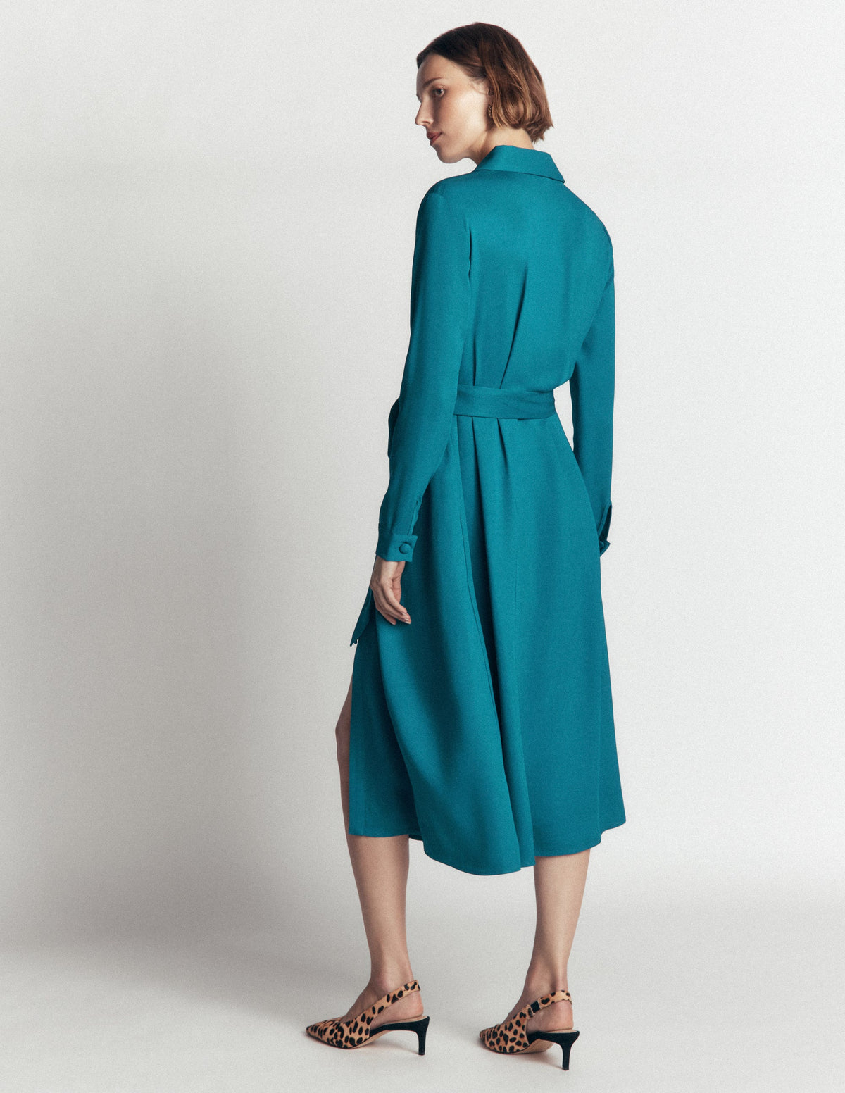 Kate Plissiertes Hemdblusenkleid-Meeresgrün - Image 5