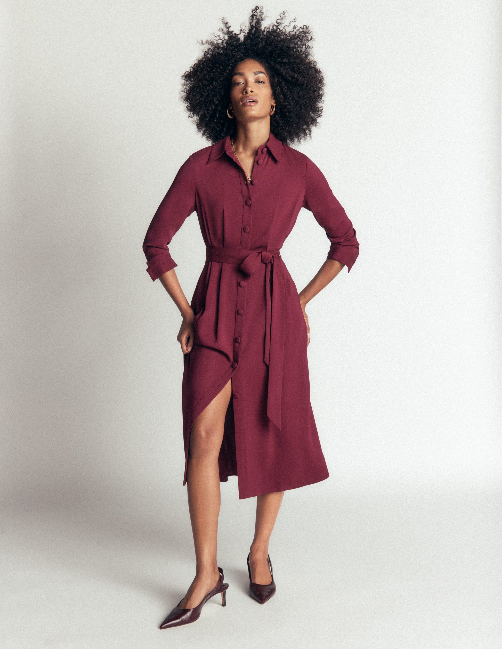 Robe-chemise Kate plissée-Glycine profond-1