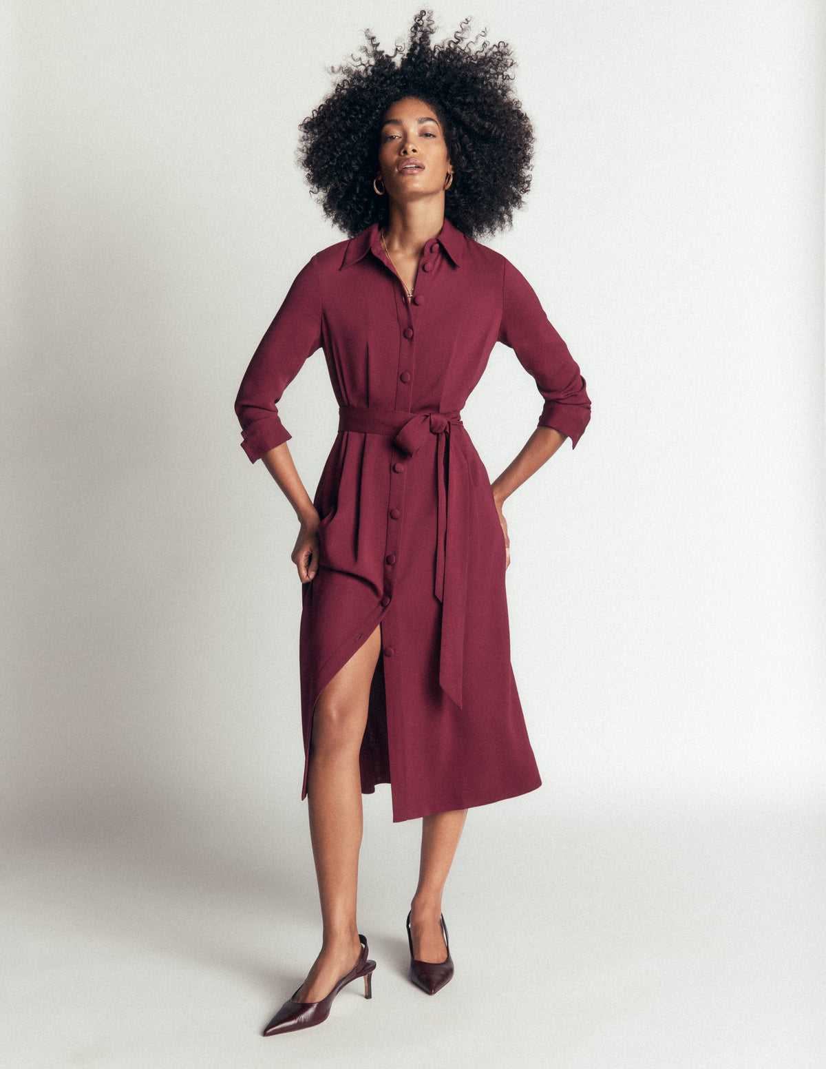 Robe-chemise Kate plissée-Glycine profond - Image 1