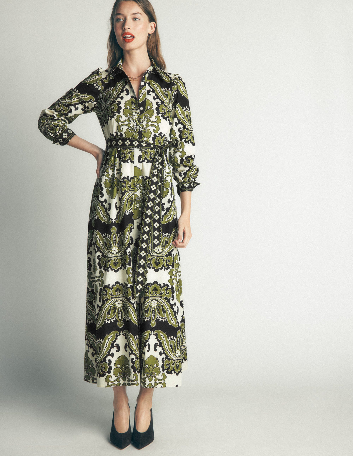 Maeve Cotton Midi Shirt Dress-Multi, Blossoming Gardenia - Image 2