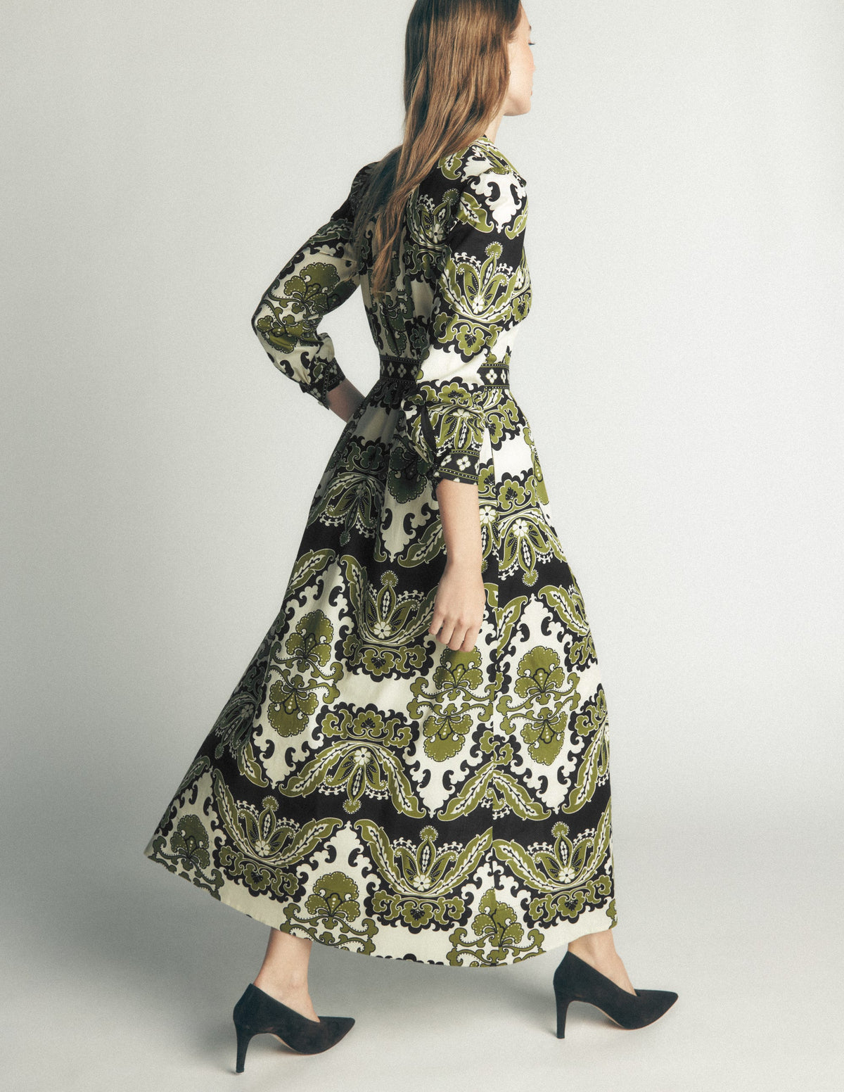 Maeve Cotton Midi Shirt Dress-Multi, Blossoming Gardenia - Image 4
