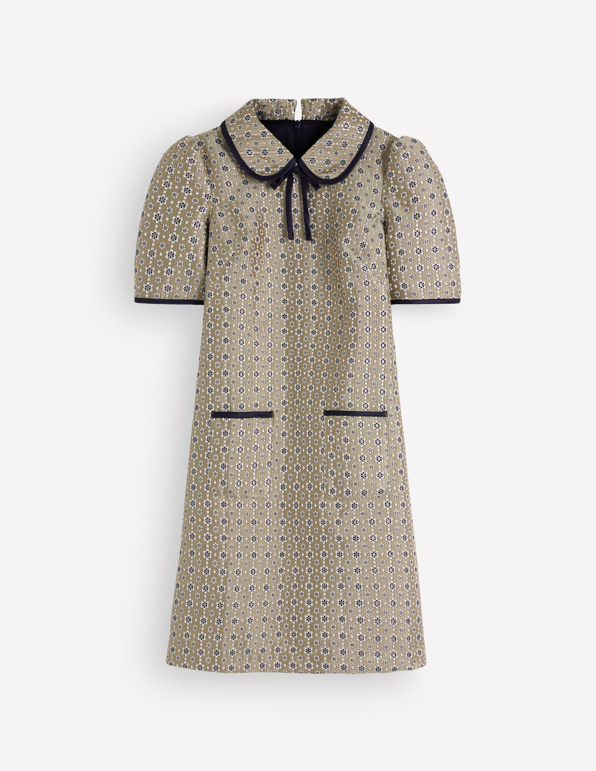 Robe droite à poches et nœud-Jacquard doré - Image 6