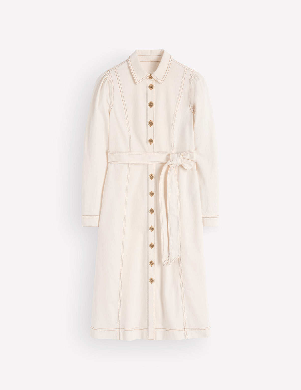 Belted Denim Midi Dress-Ecru Denim - Image 6