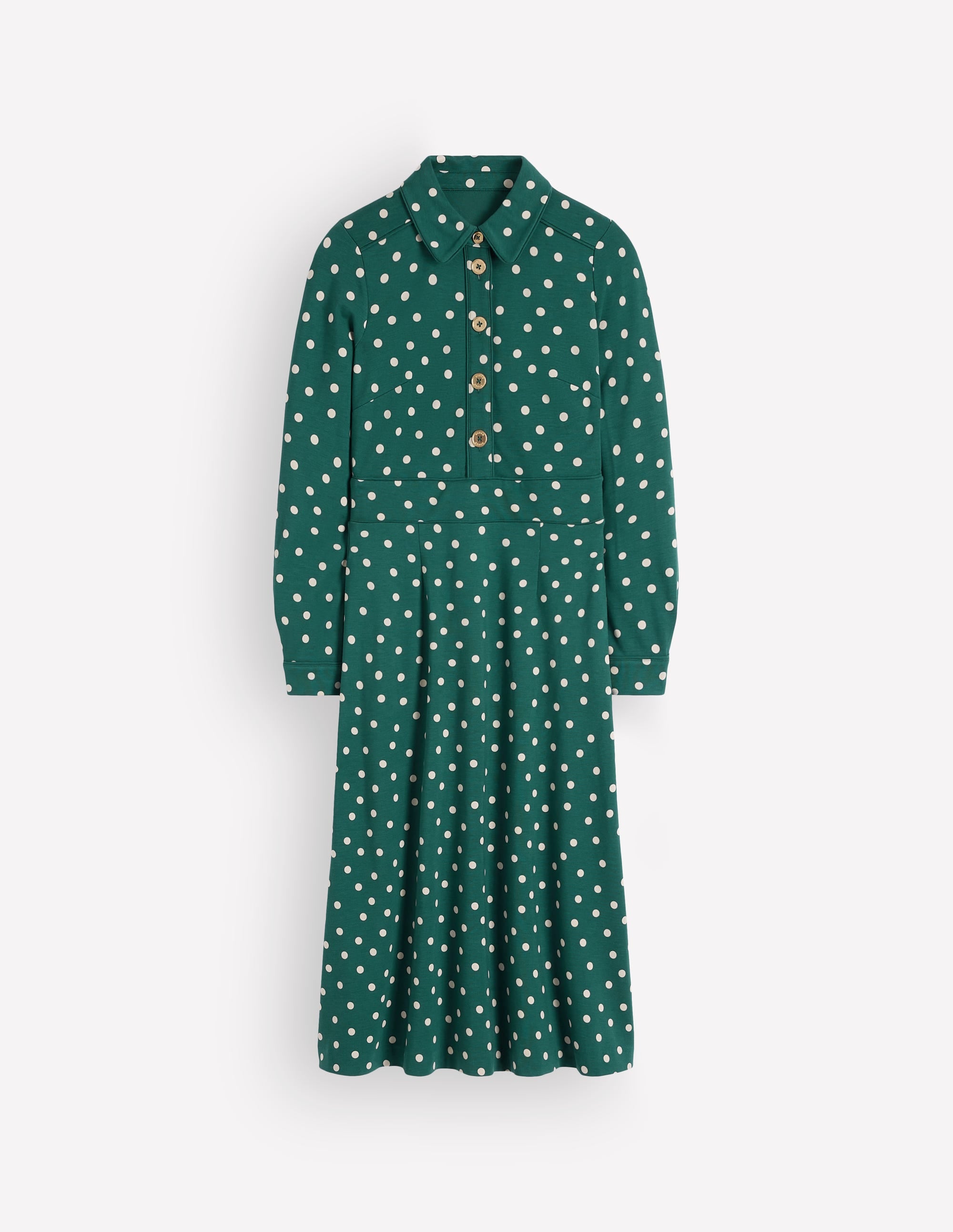 Etta Ponte-Kleid mit Paspelierung-Mitternachtsblaugrün, Boden-Punkte - Image 5