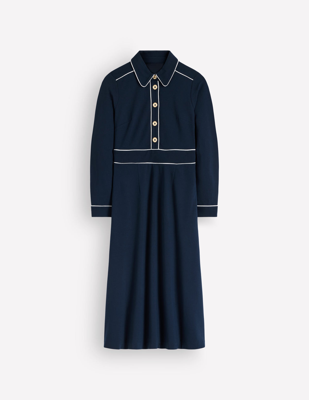 Etta Ponte-Kleid mit Paspelierung-Marineblau, Naturweiß - Image 4