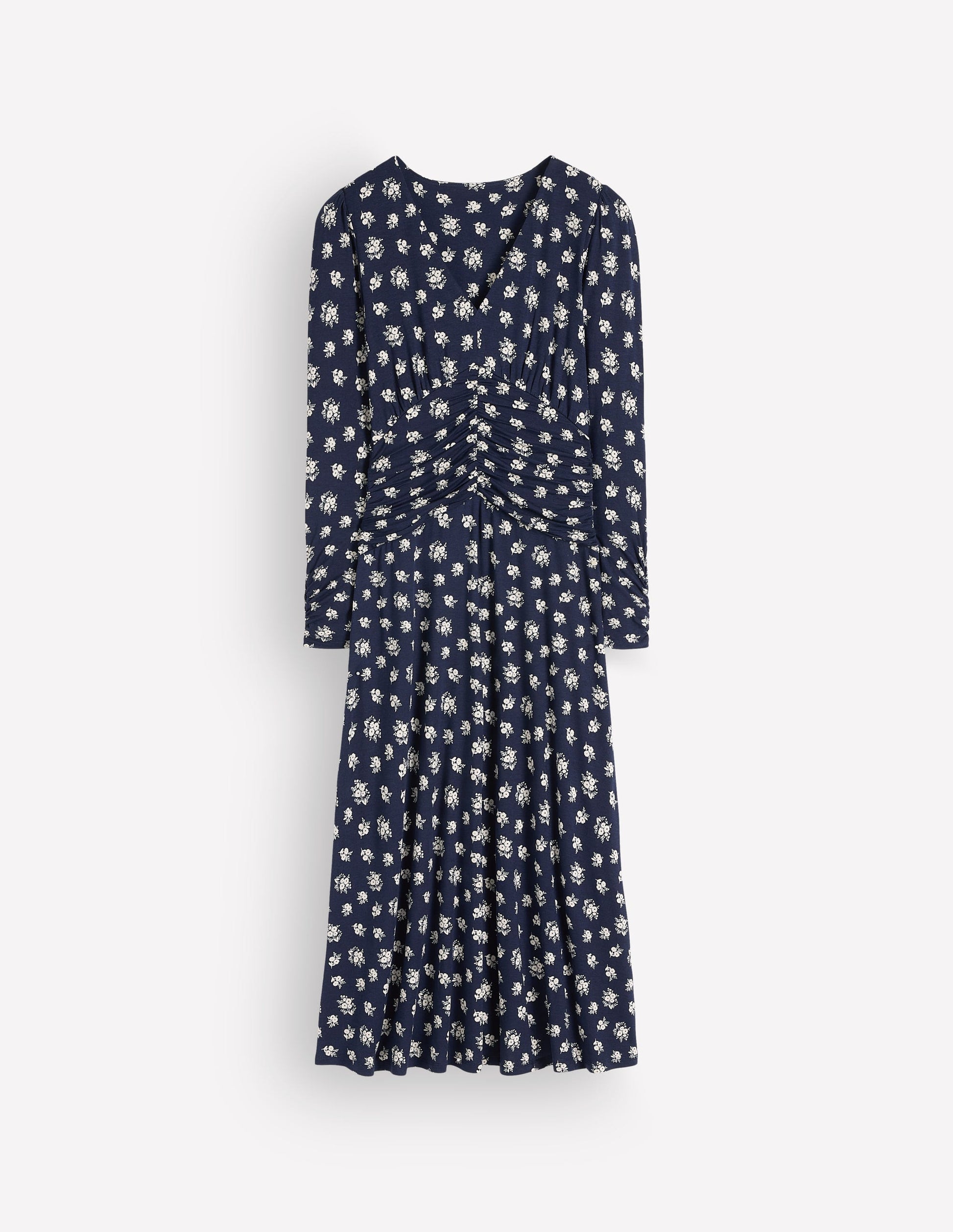 Mya Gerafftes Jersey-Midikleid-Französisches Marineblau, Zarter Garten-5