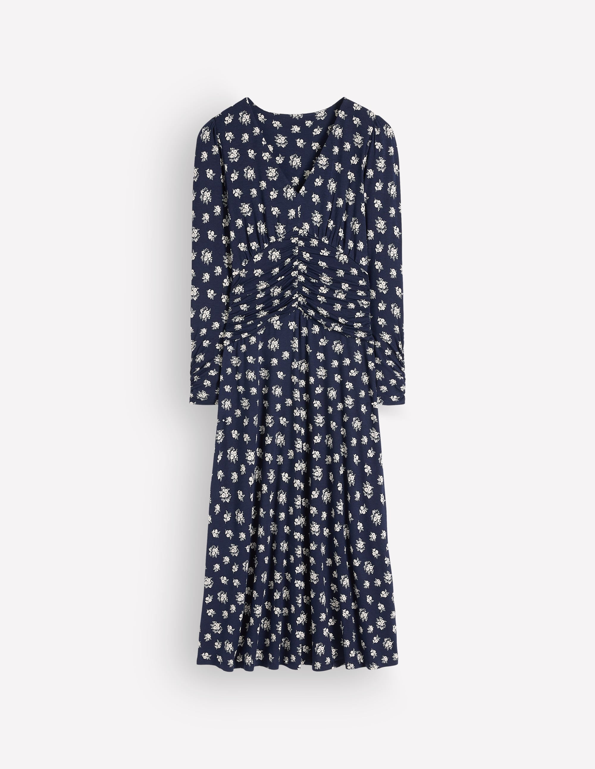 Mya Gerafftes Jersey-Midikleid-Französisches Marineblau, Zarter Garten - Image 5