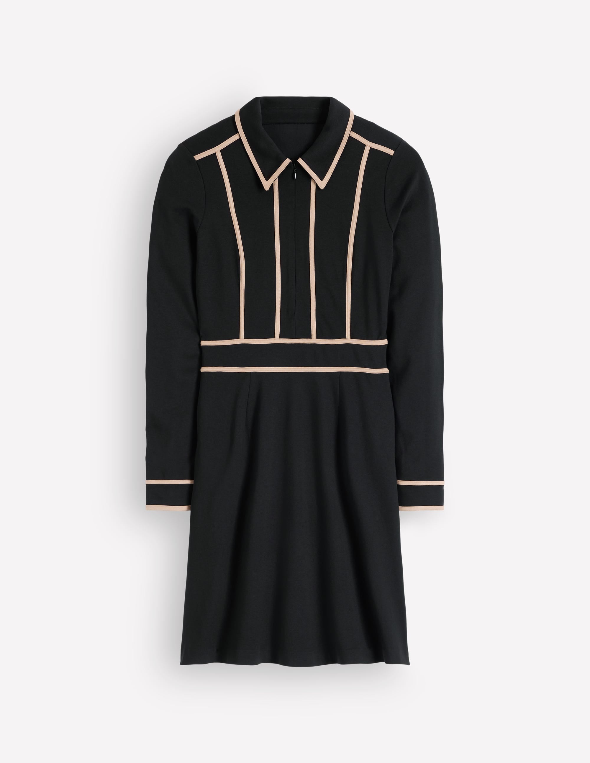 Robe courte Ula en point de Rome-Noir, camel - Image 5