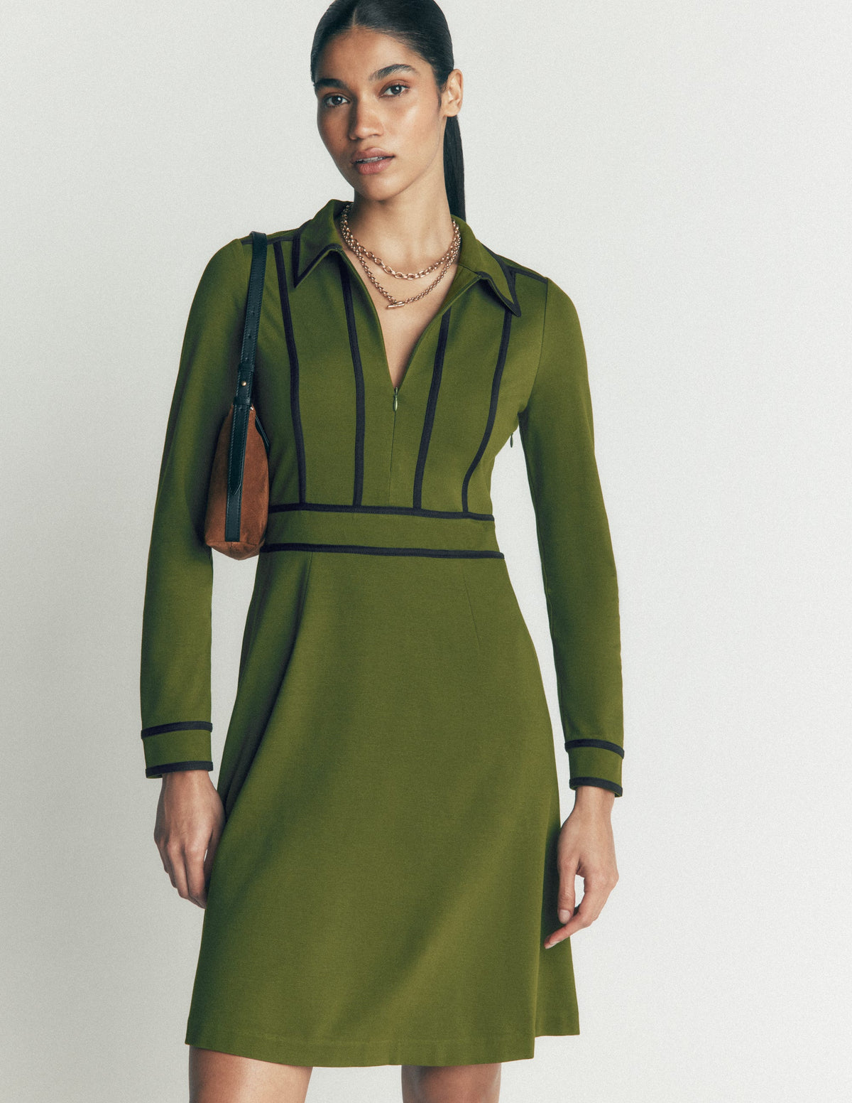 Robe courte Ula en point de Rome-Vert Brunswick, bleu marine - Image 2