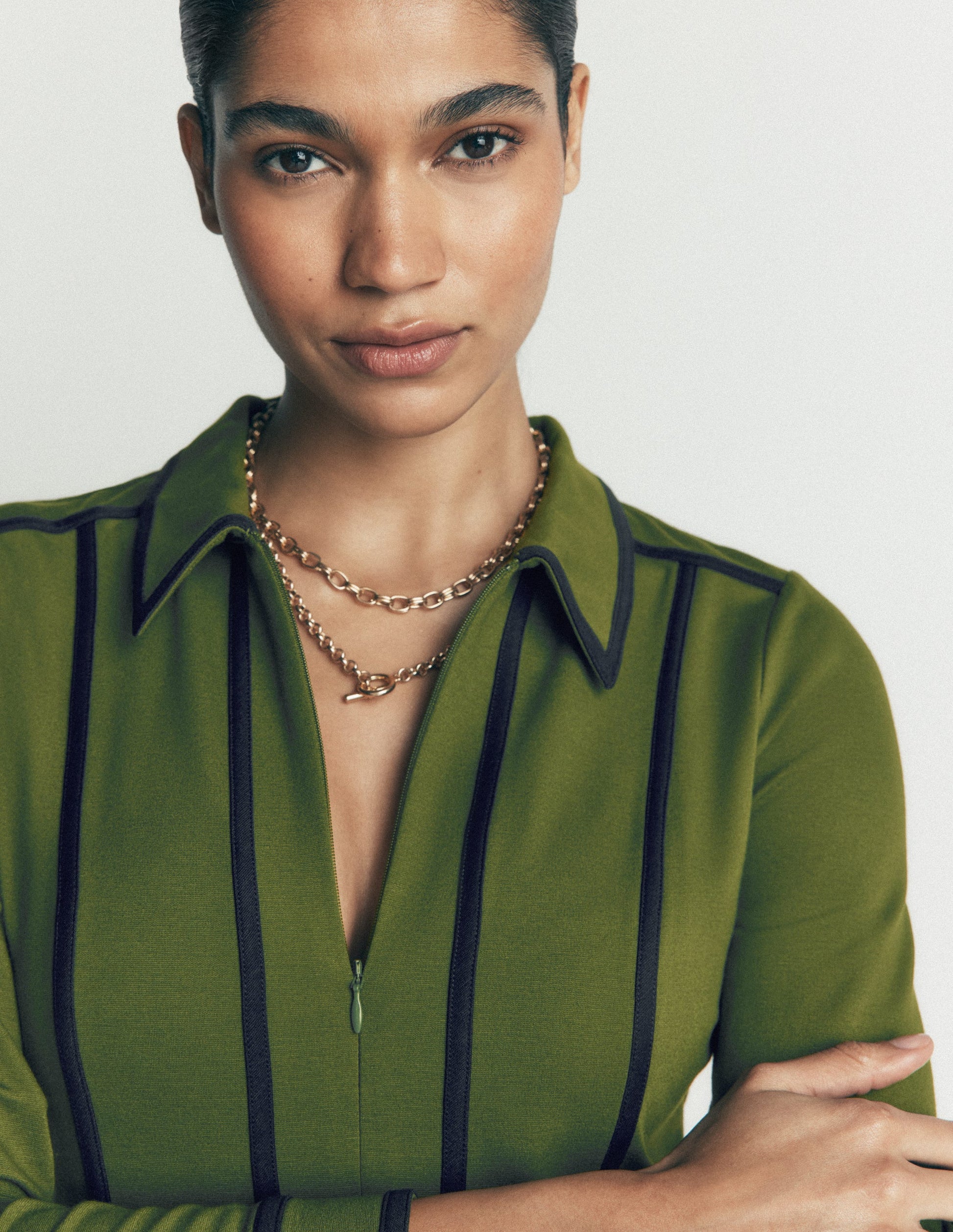 Robe courte Ula en point de Rome-Vert Brunswick, bleu marine-5