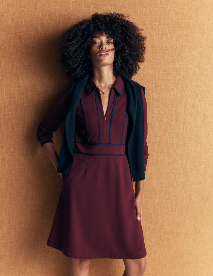 Ula Kurzes Ponte-Kleid-Dunkle Kirsche, Marineblau