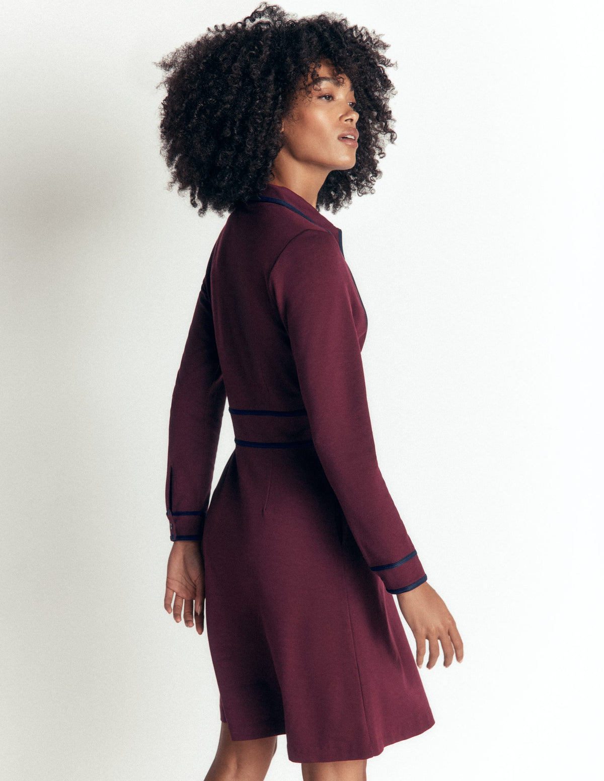 Ula Kurzes Ponte-Kleid-Dunkle Kirsche, Marineblau - Image 2