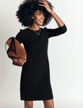 Robe Marla en ottoman à coutures-Noir