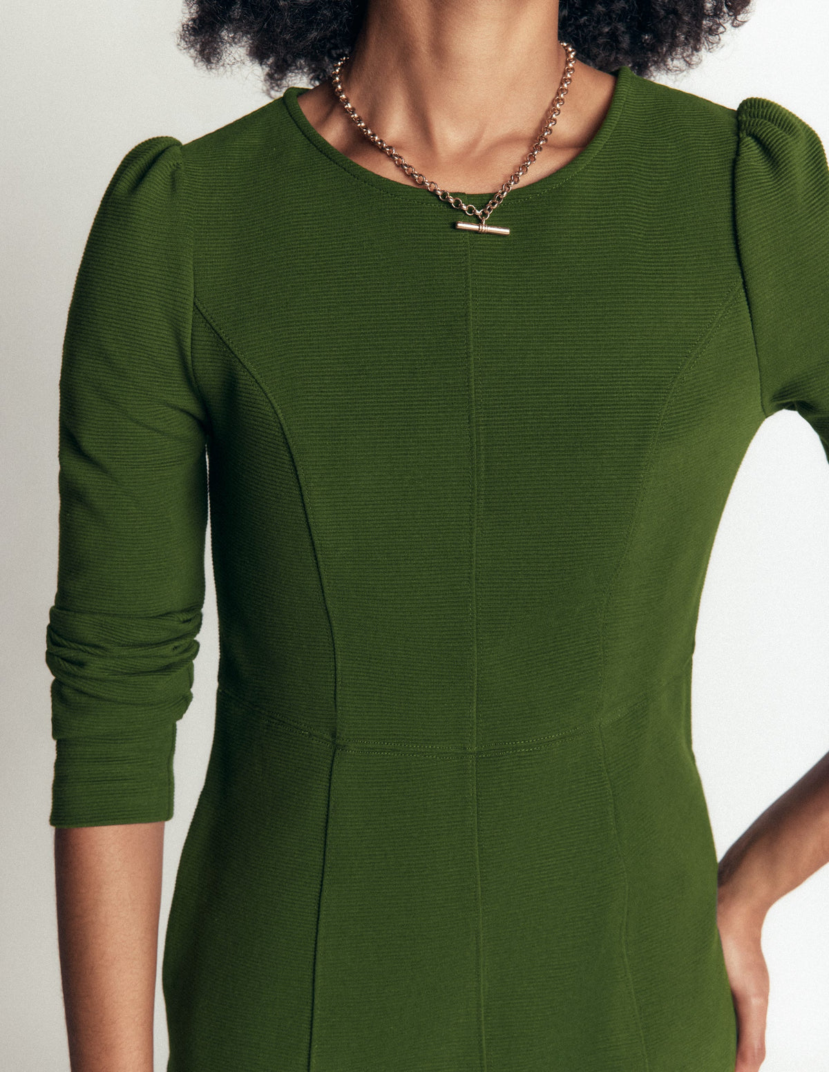 Robe Marla en ottoman à coutures-Sapin vert-2