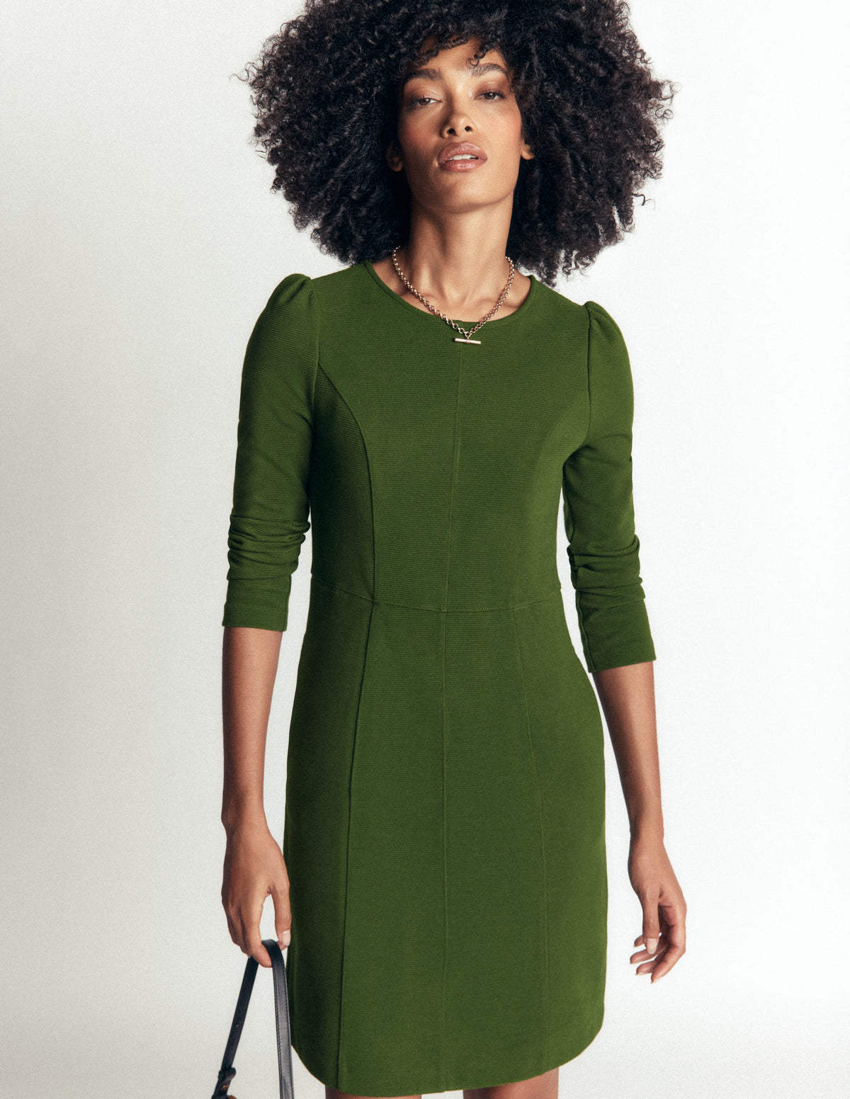 Robe Marla en ottoman à coutures-Sapin vert - Image 4