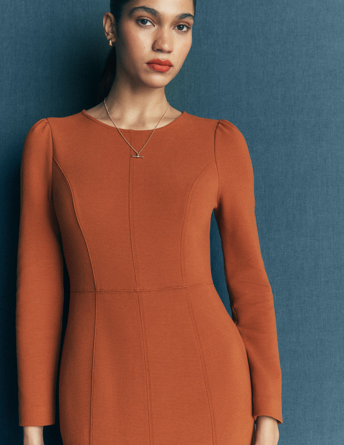 Robe Marla en ottoman à coutures-Pain d'épices-2