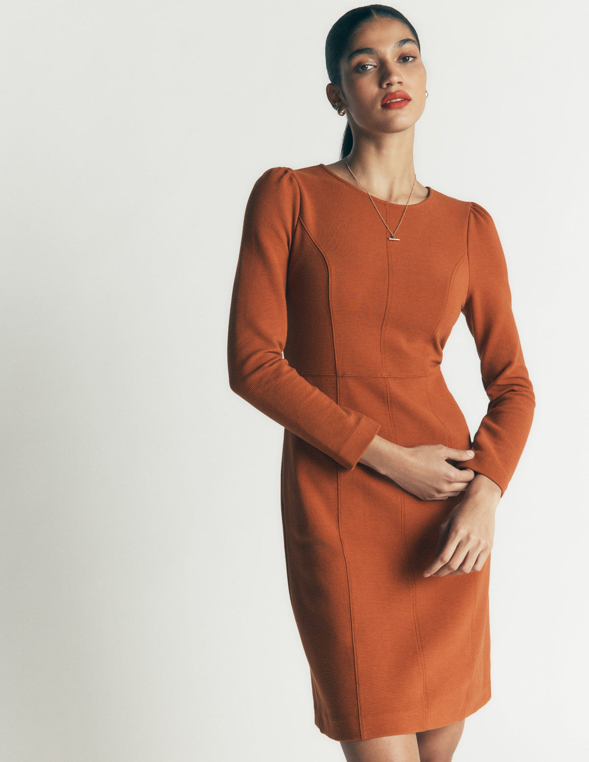 Robe Marla en ottoman à coutures-Pain d'épices-5