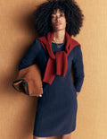 Marla Ottoman-Kleid mit Ziernähten-Marineblau