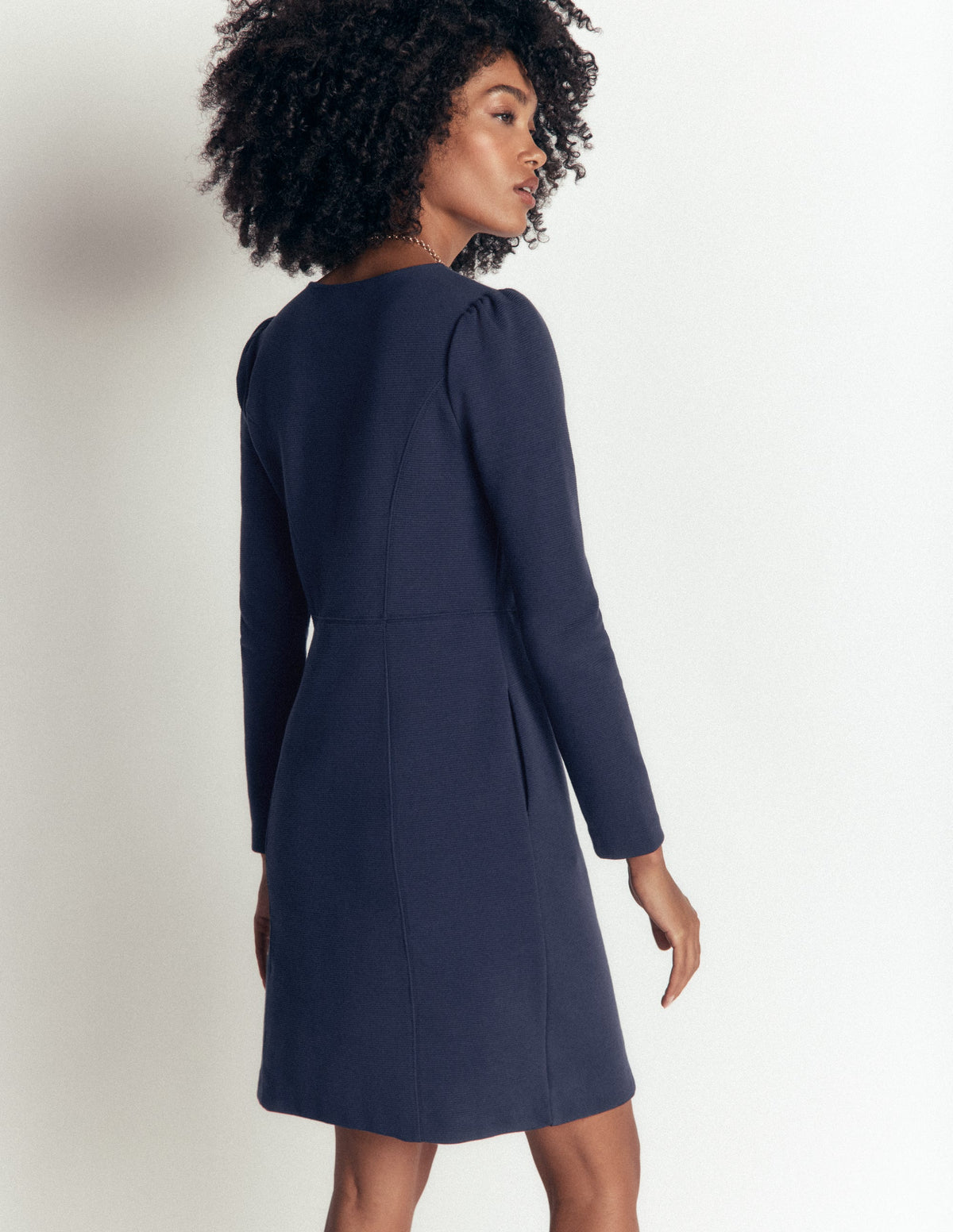 Marla Ottoman-Kleid mit Ziernähten-Marineblau-2