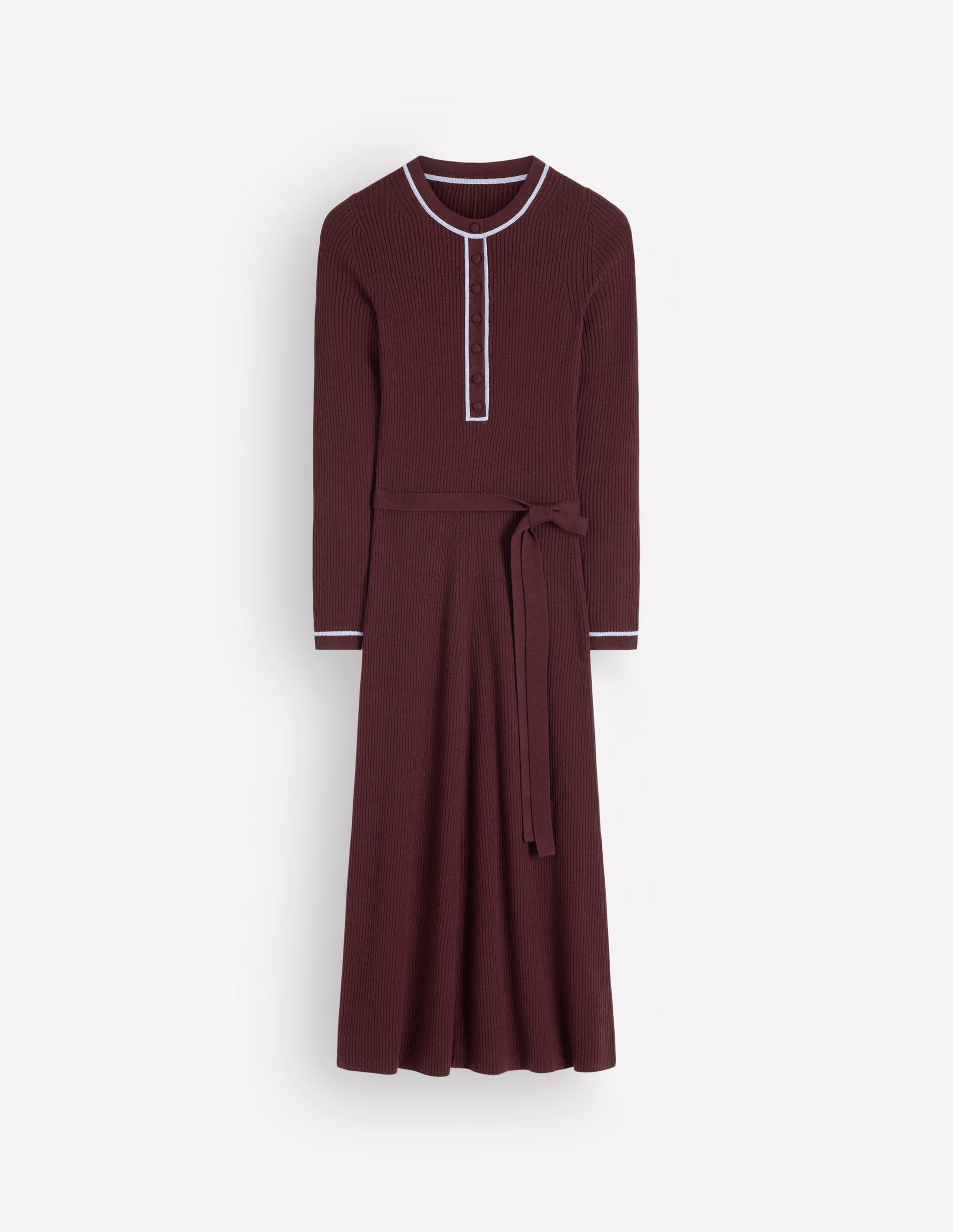 Robe Paula côtelée à col rond-Terre dʼombre, denim délavé-7