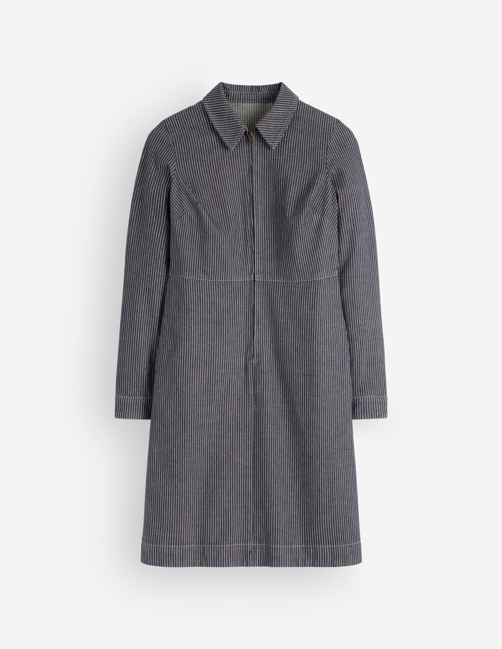 Robe courte Bronte en jean-Rayé style coutil denim fin-6