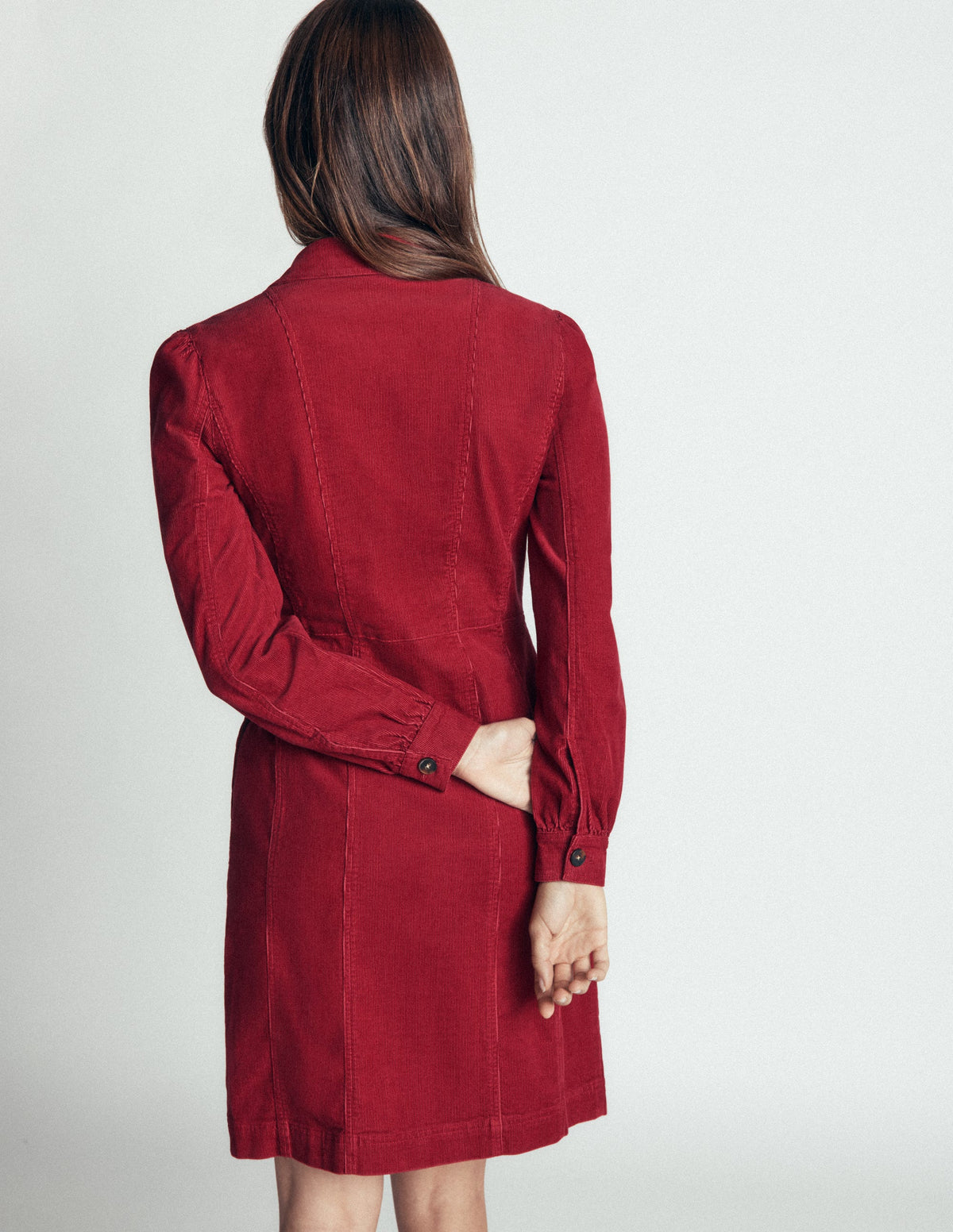 Rhoda Kurzes Cordkleid-Erdiges Rot - Image 3