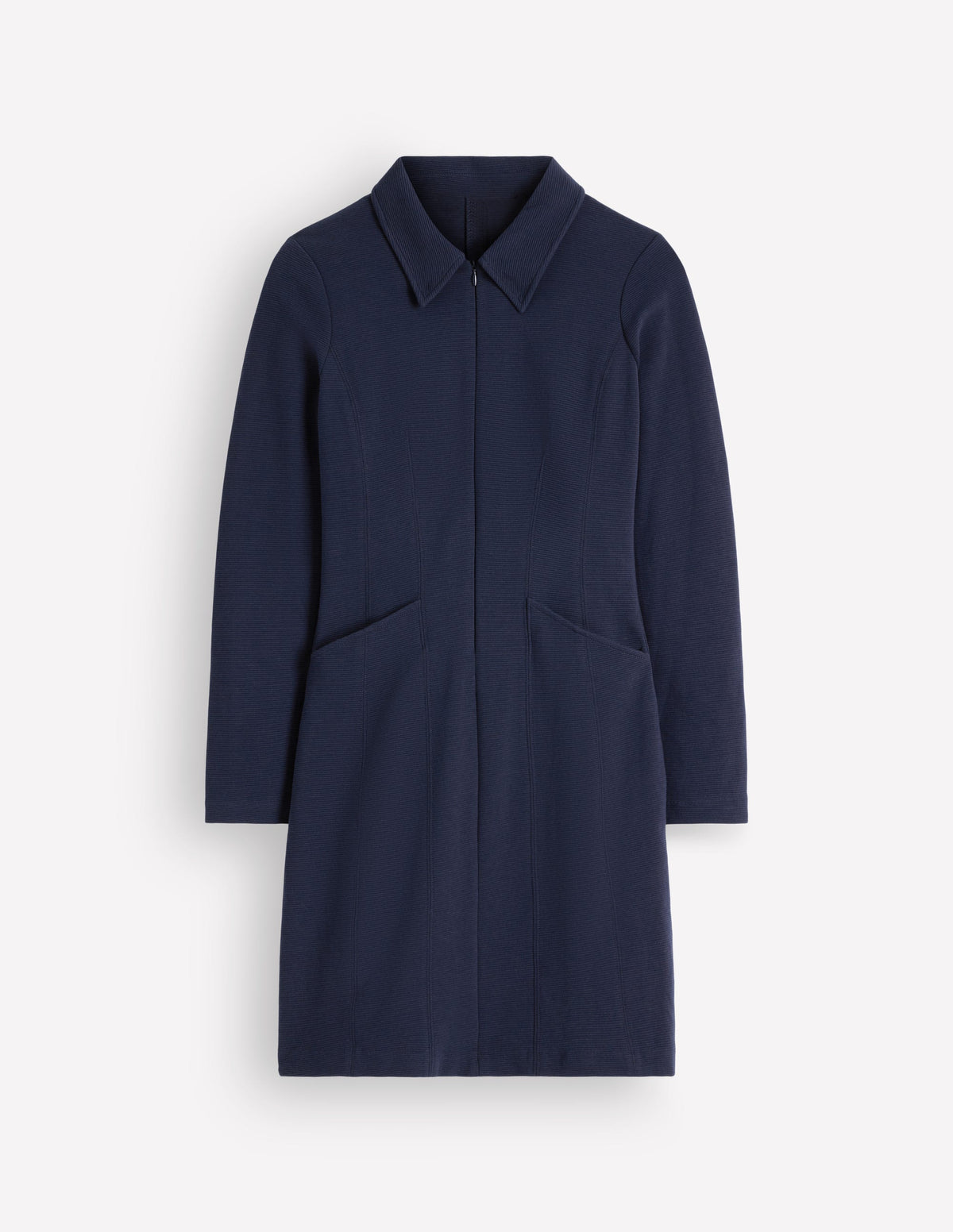 Nia Langärmliges Ottoman-Kleid-Marineblau-5