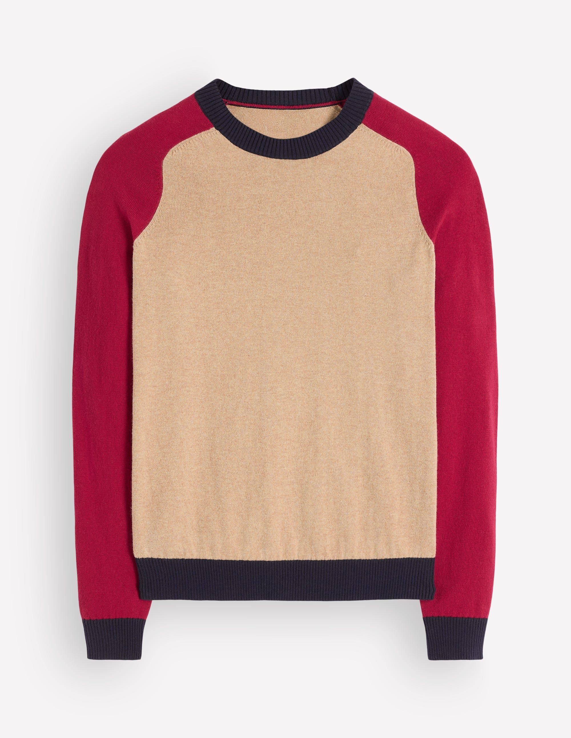 Pull Meg à manches raglan-Camel chiné, rouge - Image 4