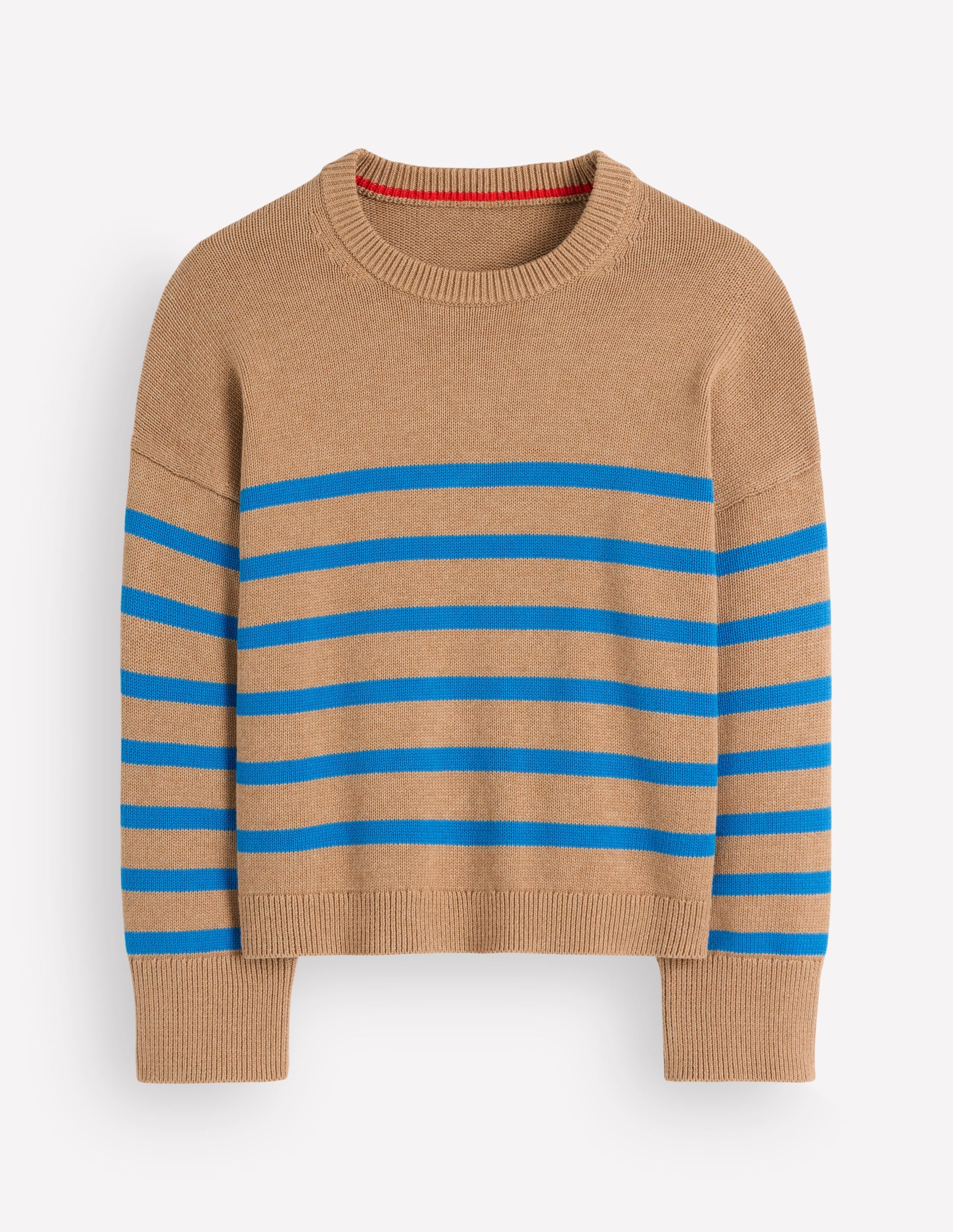 Lucy Lockerer Baumwollpullover-Camel, Blau Streifen - Image 6