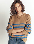 Lucy Lockerer Baumwollpullover-Camel, Blau Streifen