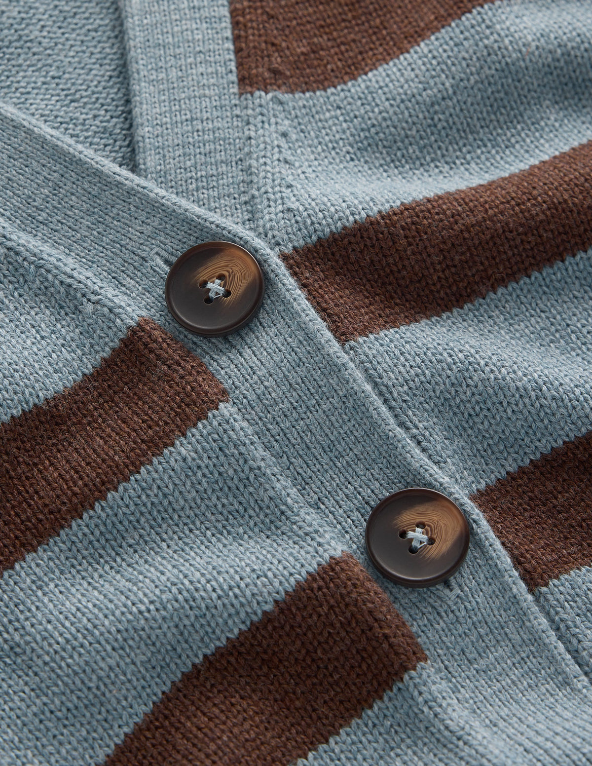 Lucy Lockere Strickjacke aus Baumwolle-Pavillon Blau, Braune Streifen-6