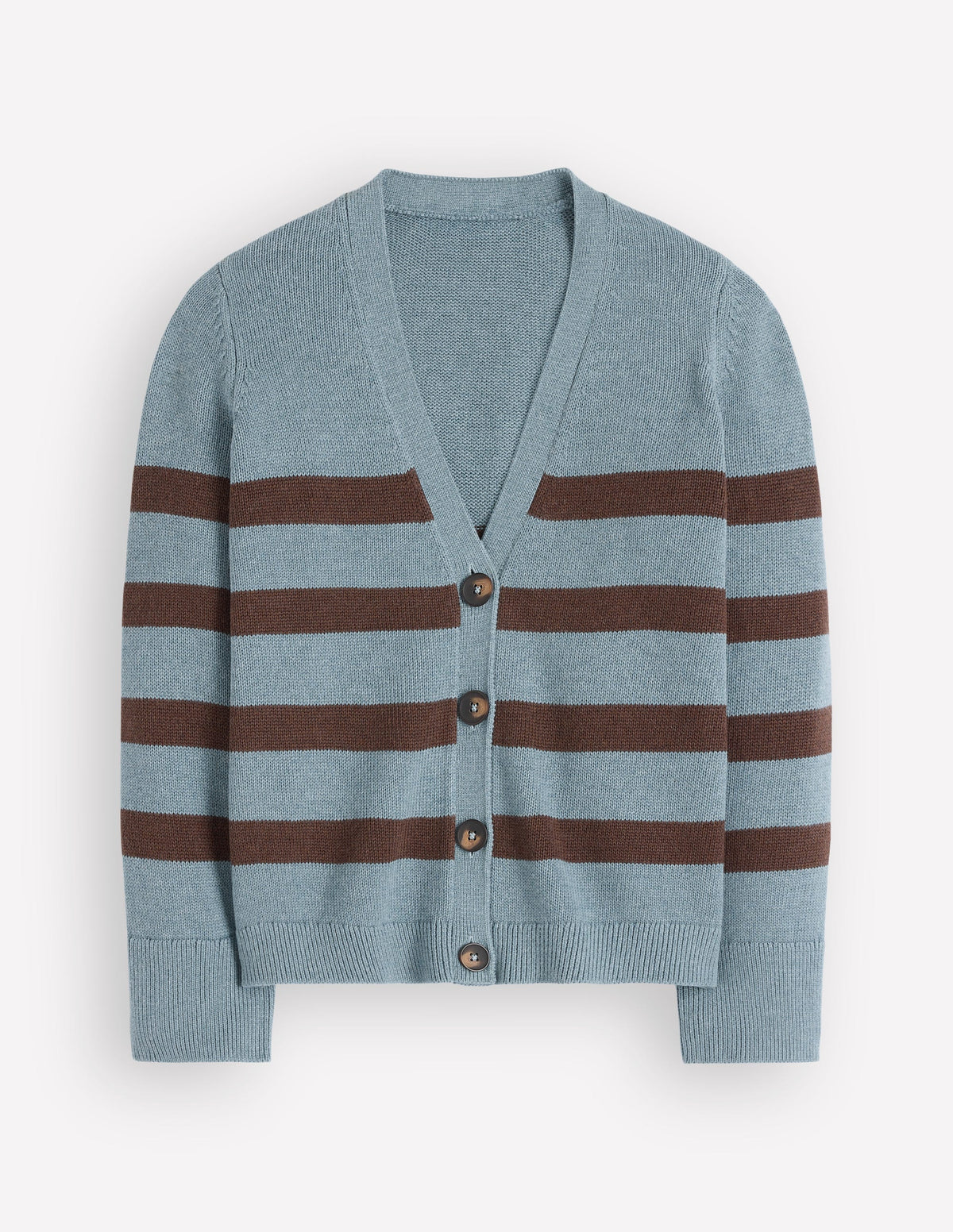Lucy Lockere Strickjacke aus Baumwolle-Pavillon Blau, Braune Streifen-5