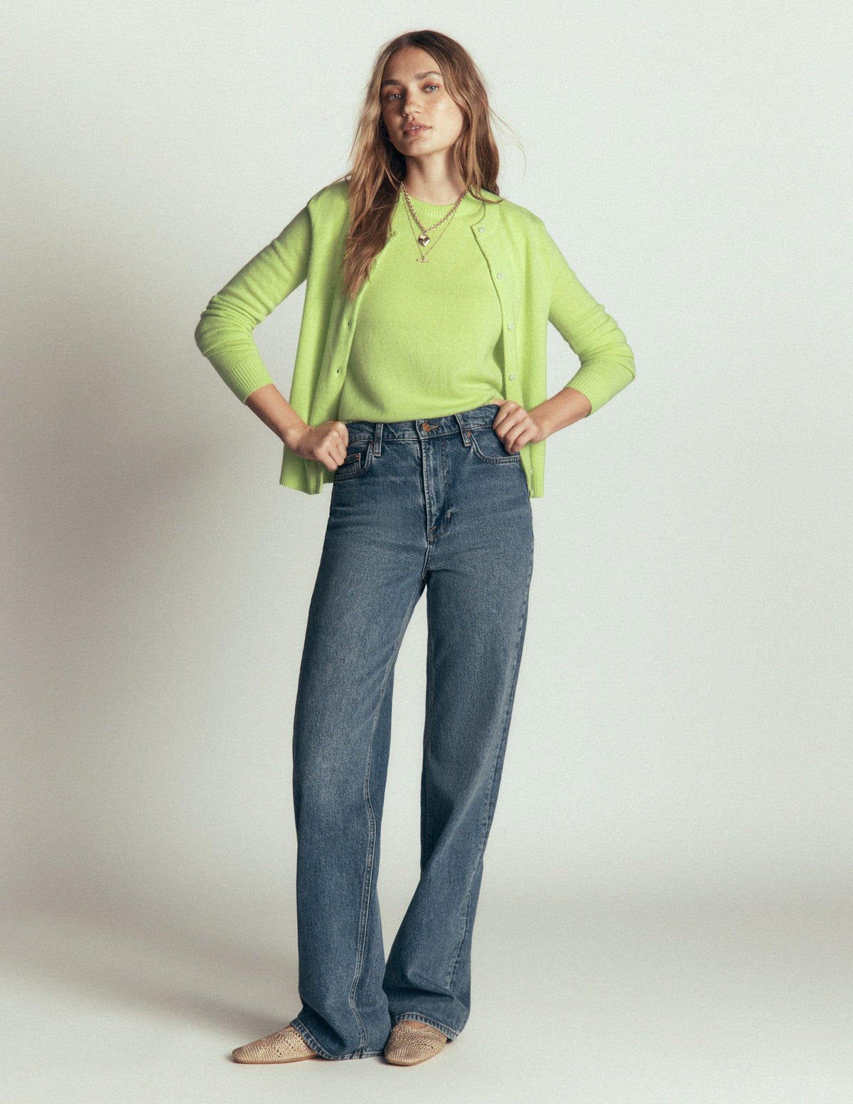 Cardigan Elsie en cachemire-Menthe douce-5