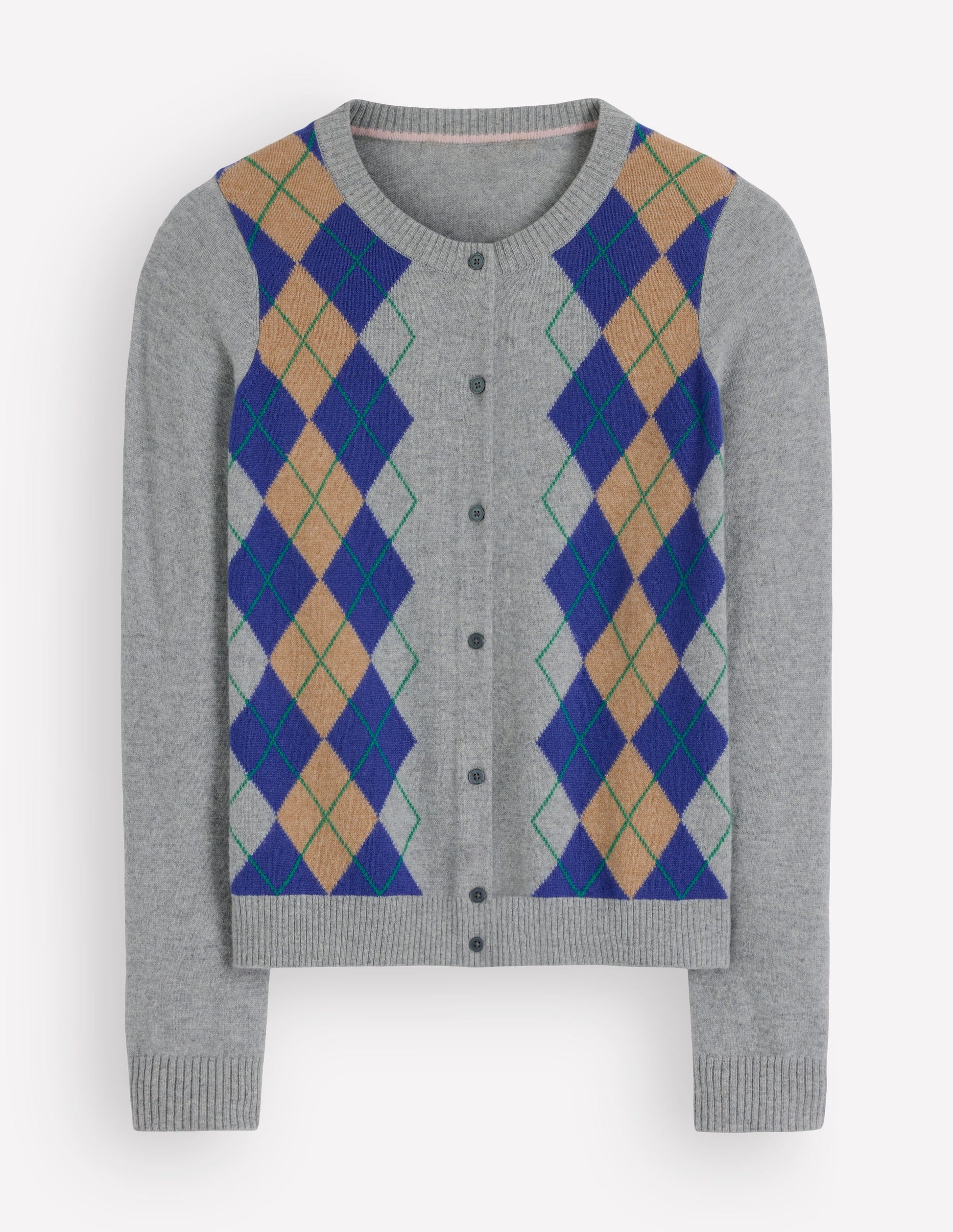 Cardigan Elsie en cachemire-Motif argyle gris-7