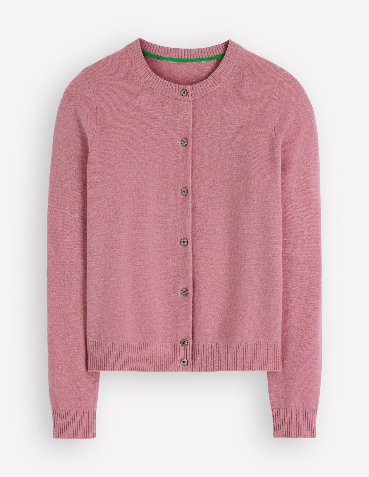Elsie Kaschmir-Strickjacke mit Rundhalsausschnitt-Rosa Heide - Image 6