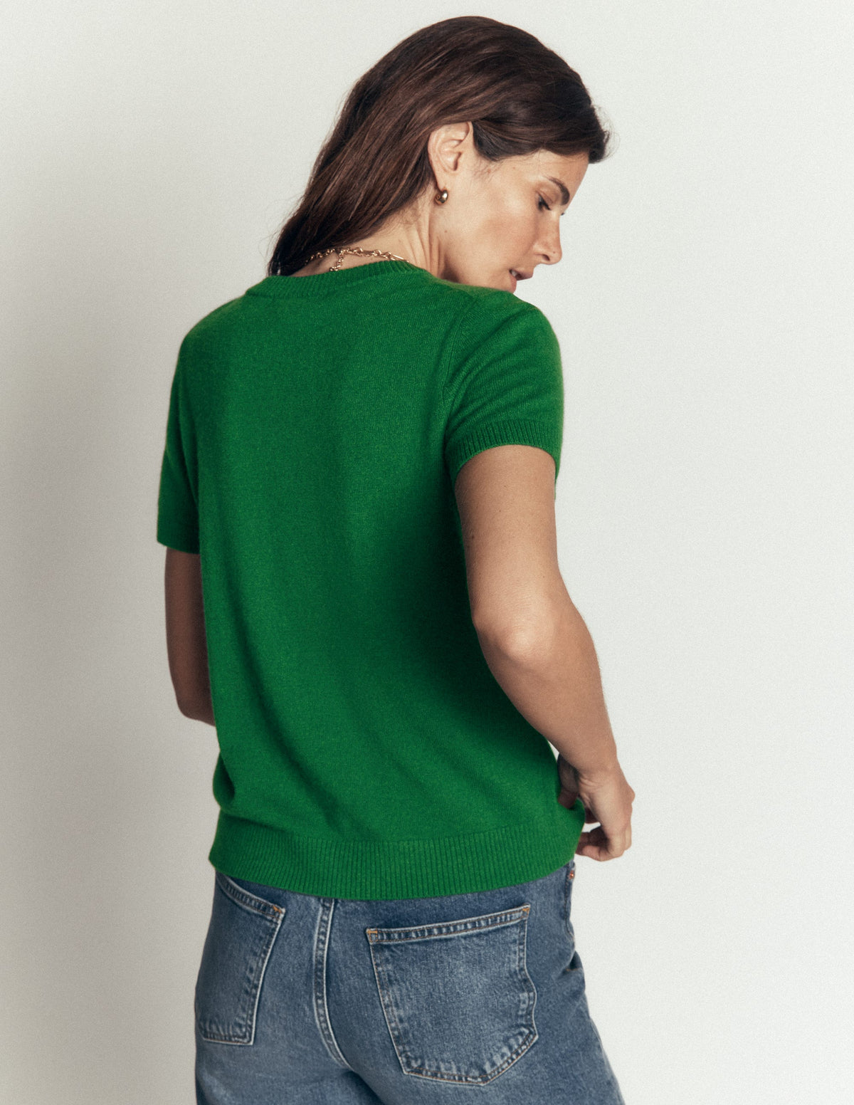 Elsie Kaschmir-T-Shirt mit Rundhalsausschnitt-Frisches Grün - Image 3