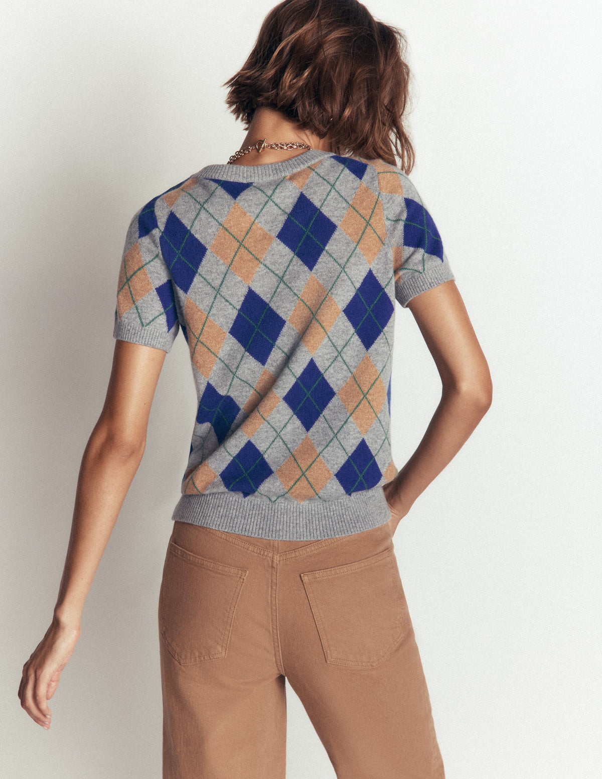Elsie Kaschmir-T-Shirt mit Rundhalsausschnitt-Grau, Argyle-5