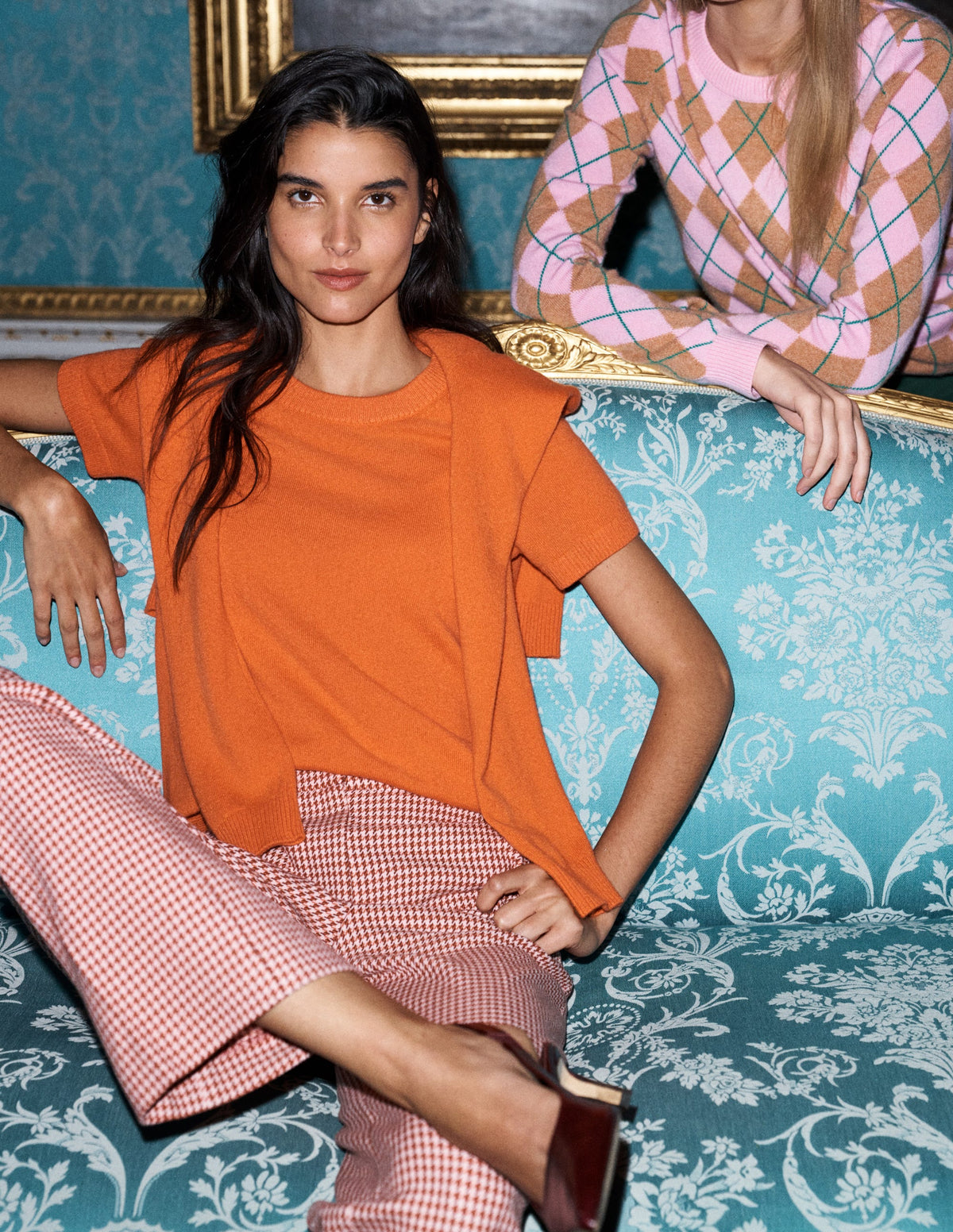 Elsie Kaschmir-T-Shirt mit Rundhalsausschnitt-Orange Lilie - Image 1