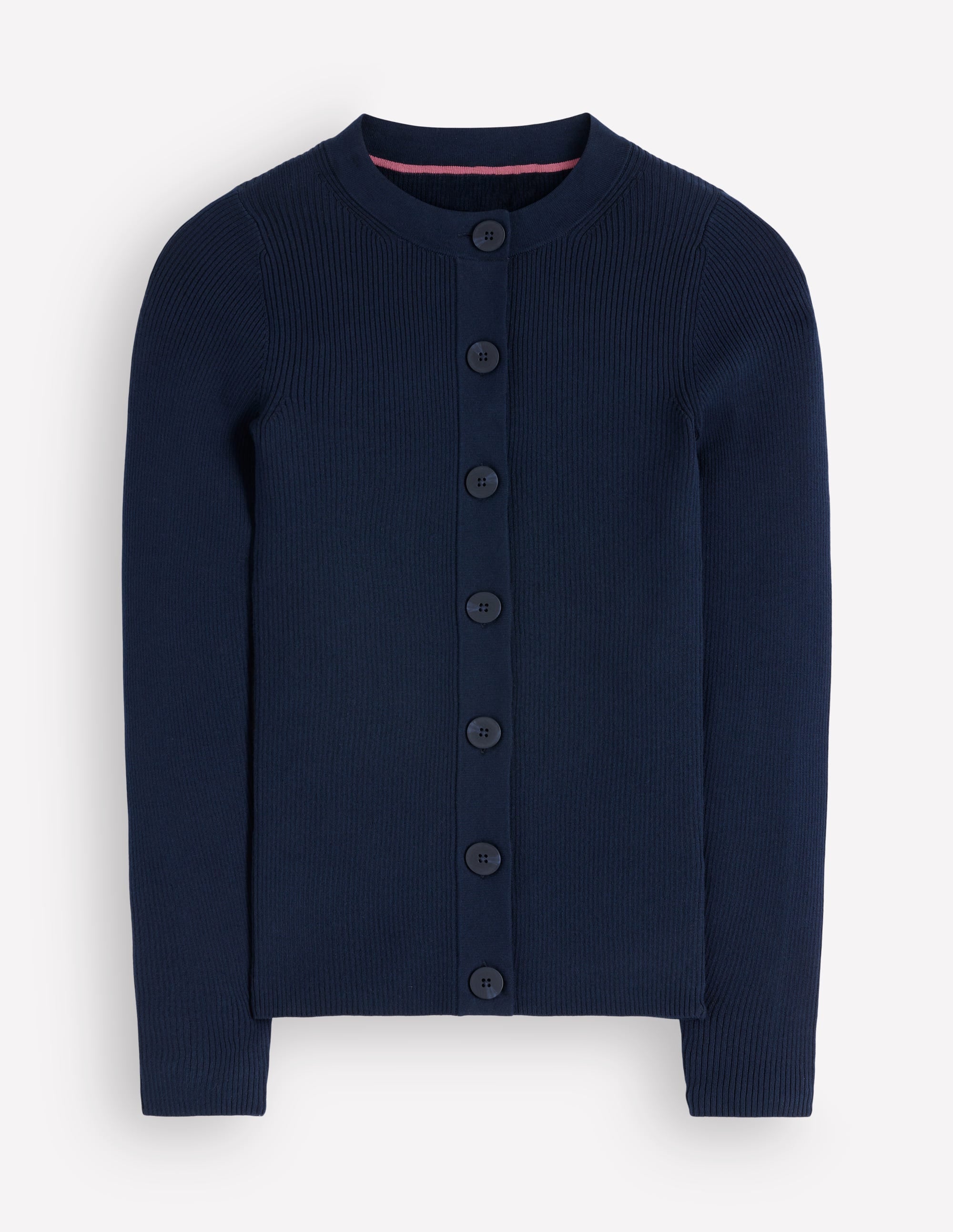 Rhianne Baumwollstrickjacke aus Rippstrick-Marineblau - Image 6