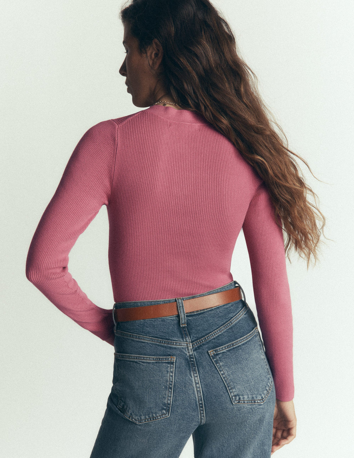 Rhianne Baumwollstrickjacke aus Rippstrick-Rosa Heidekraut-3