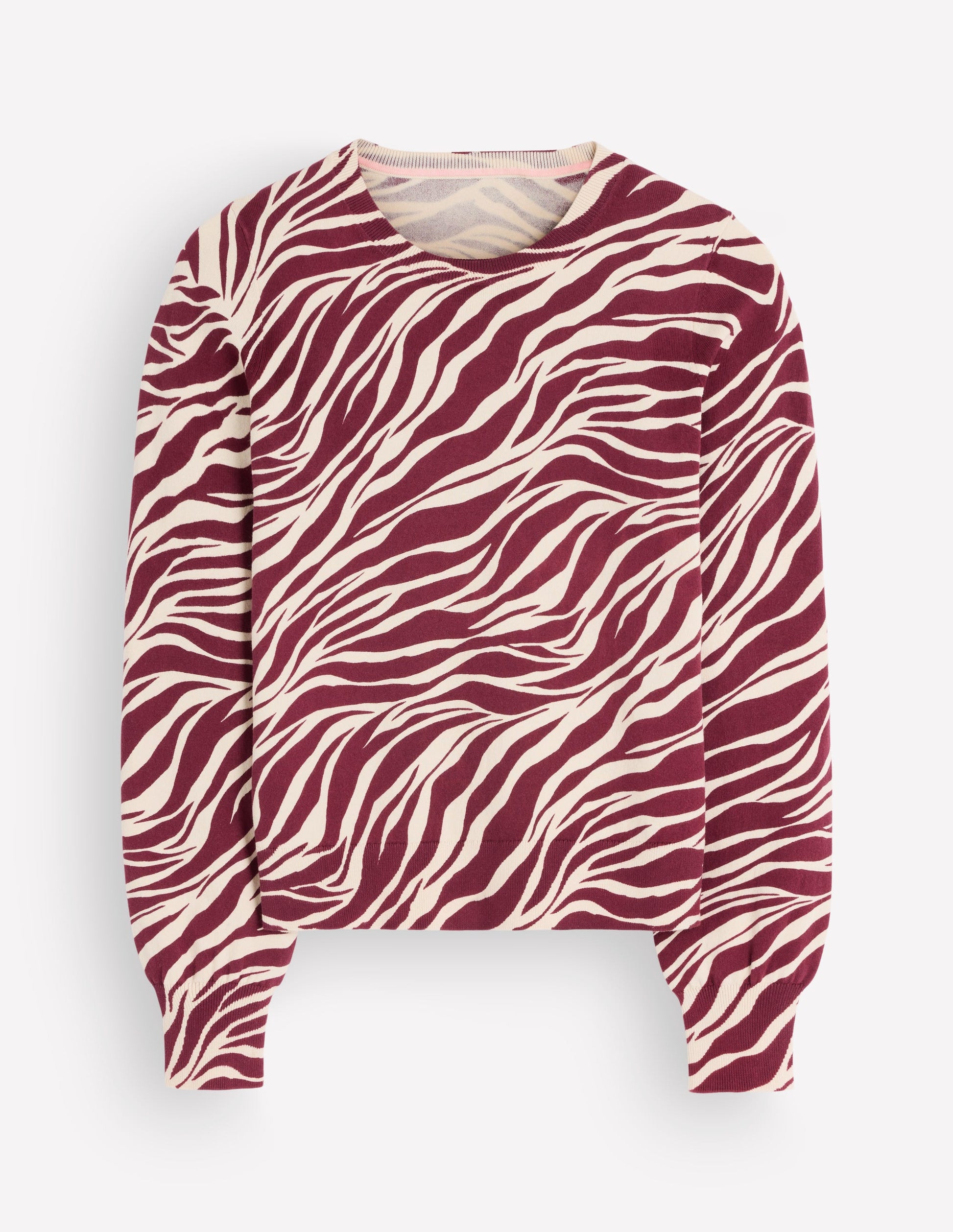 Pull col rond Camilla en coton-Châtaigne, motif Zebra Swirl-5