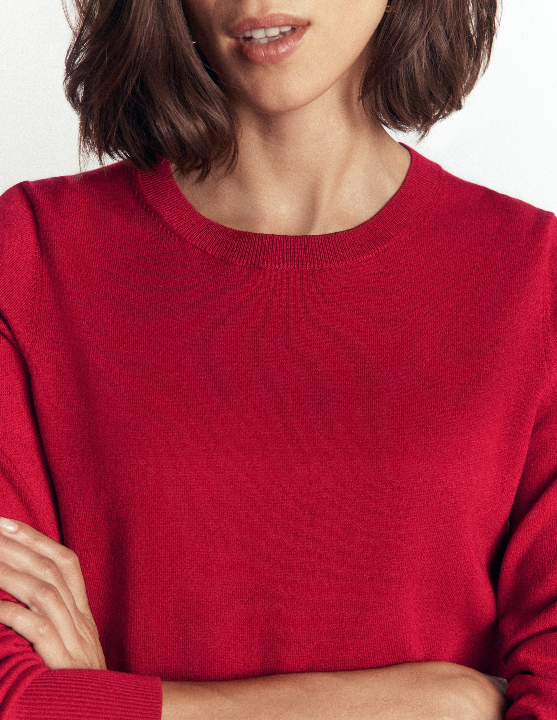 Camilla Baumwollpullover mit Rundhalsausschnitt-Purpurrot-2