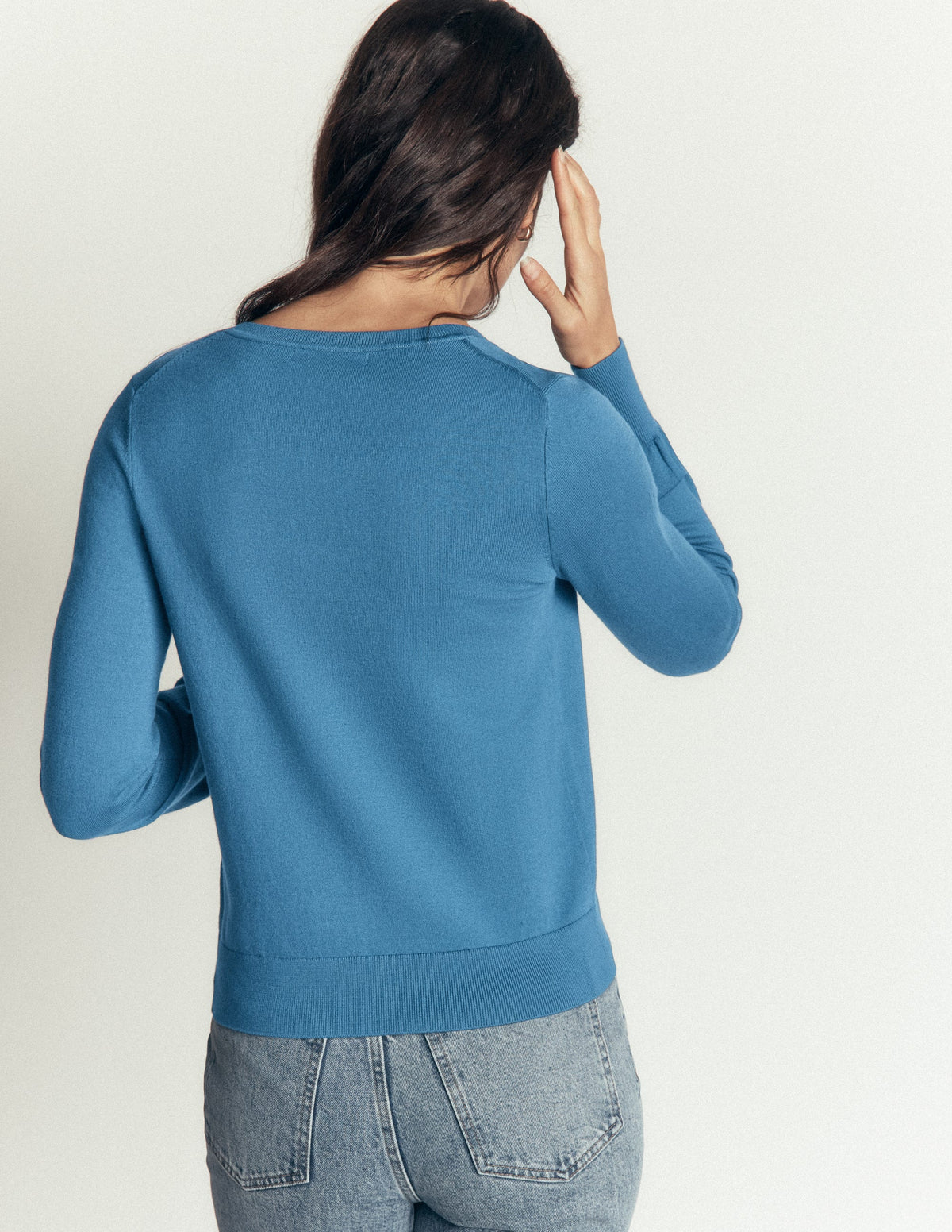 Camilla Baumwollstrickjacke mit Rundhalsausschnitt-Graublau - Image 2