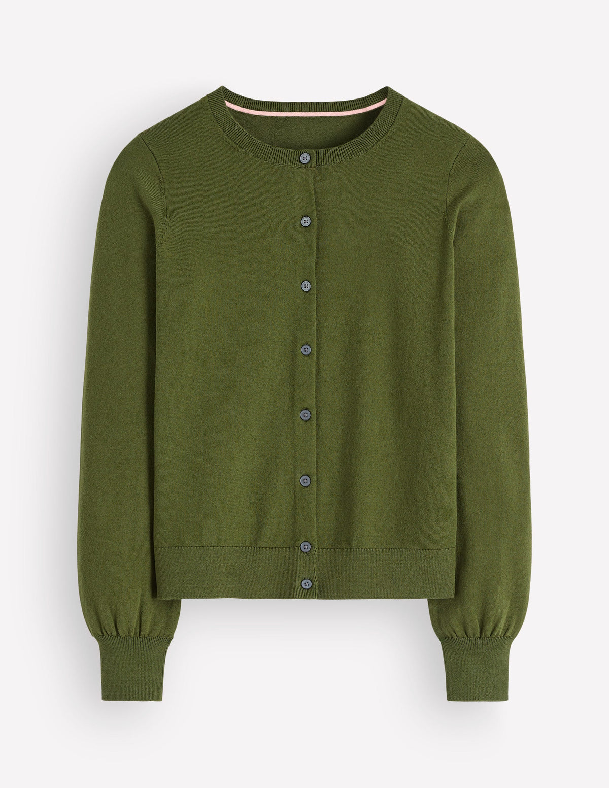 Camilla Baumwollstrickjacke mit Rundhalsausschnitt-Waldgrün-6