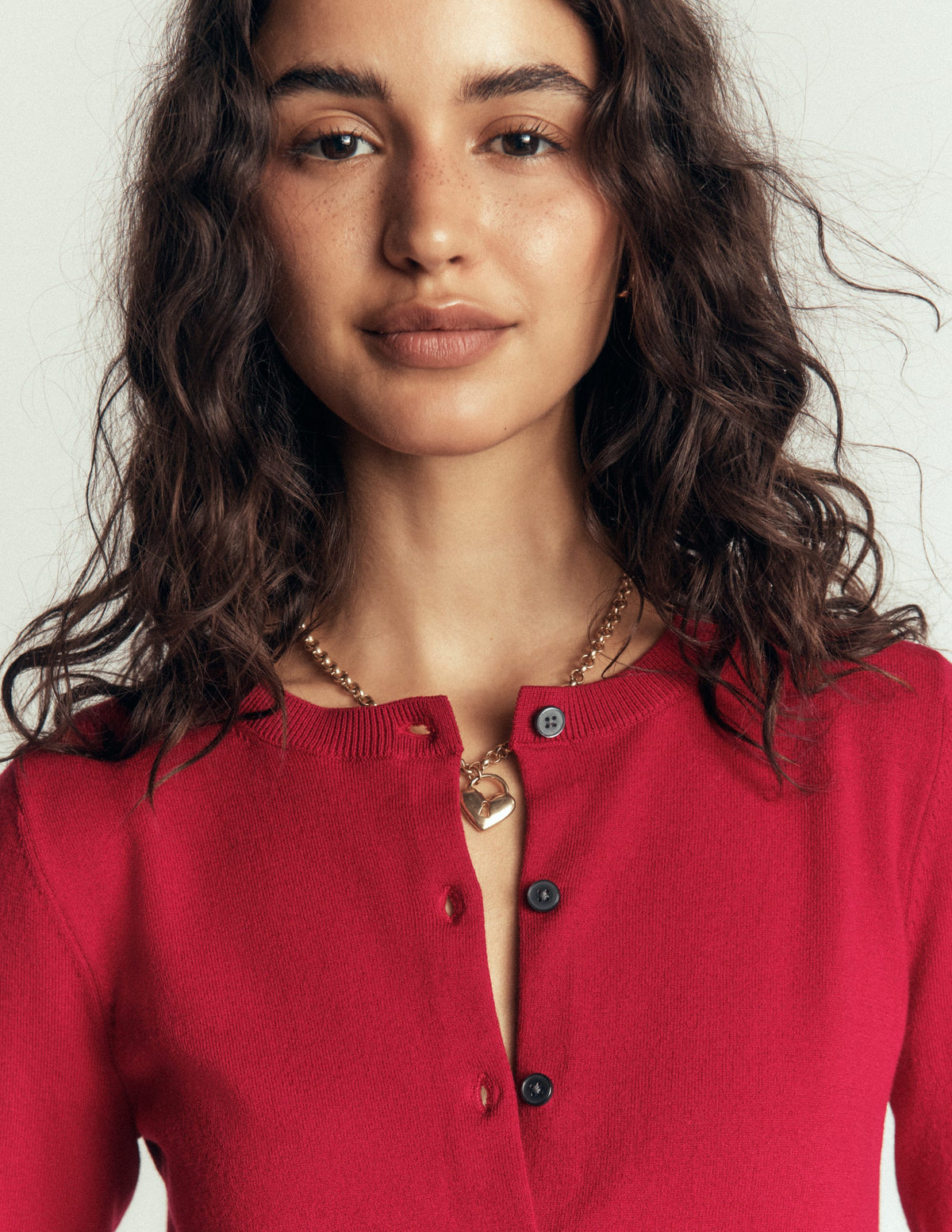 Camilla Baumwollstrickjacke mit Rundhalsausschnitt-Purpurrot - Image 4