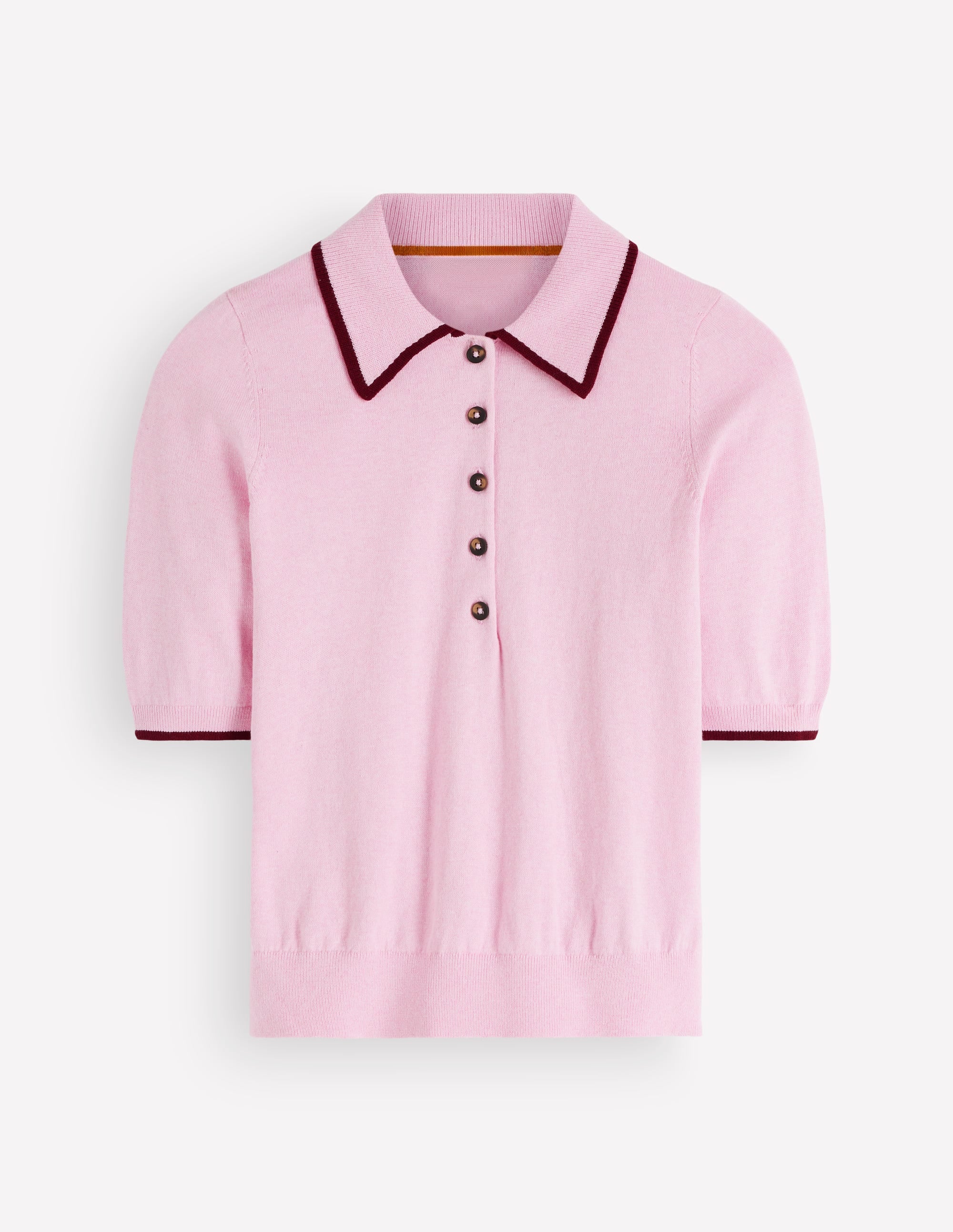 Strick-T-Shirt mit Kragen-Transparentes Rosa - Image 6