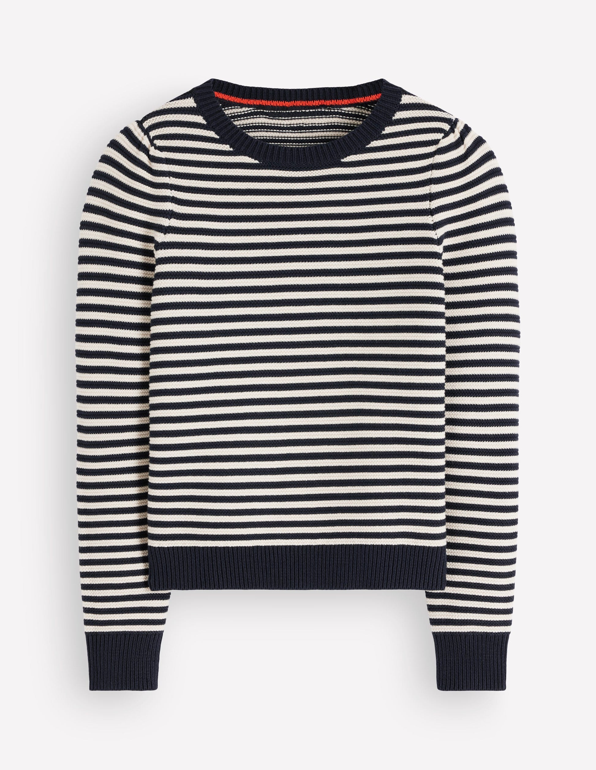 Texturierter Pullover mit Ziernaht-Marineblau, Naturweiß-7
